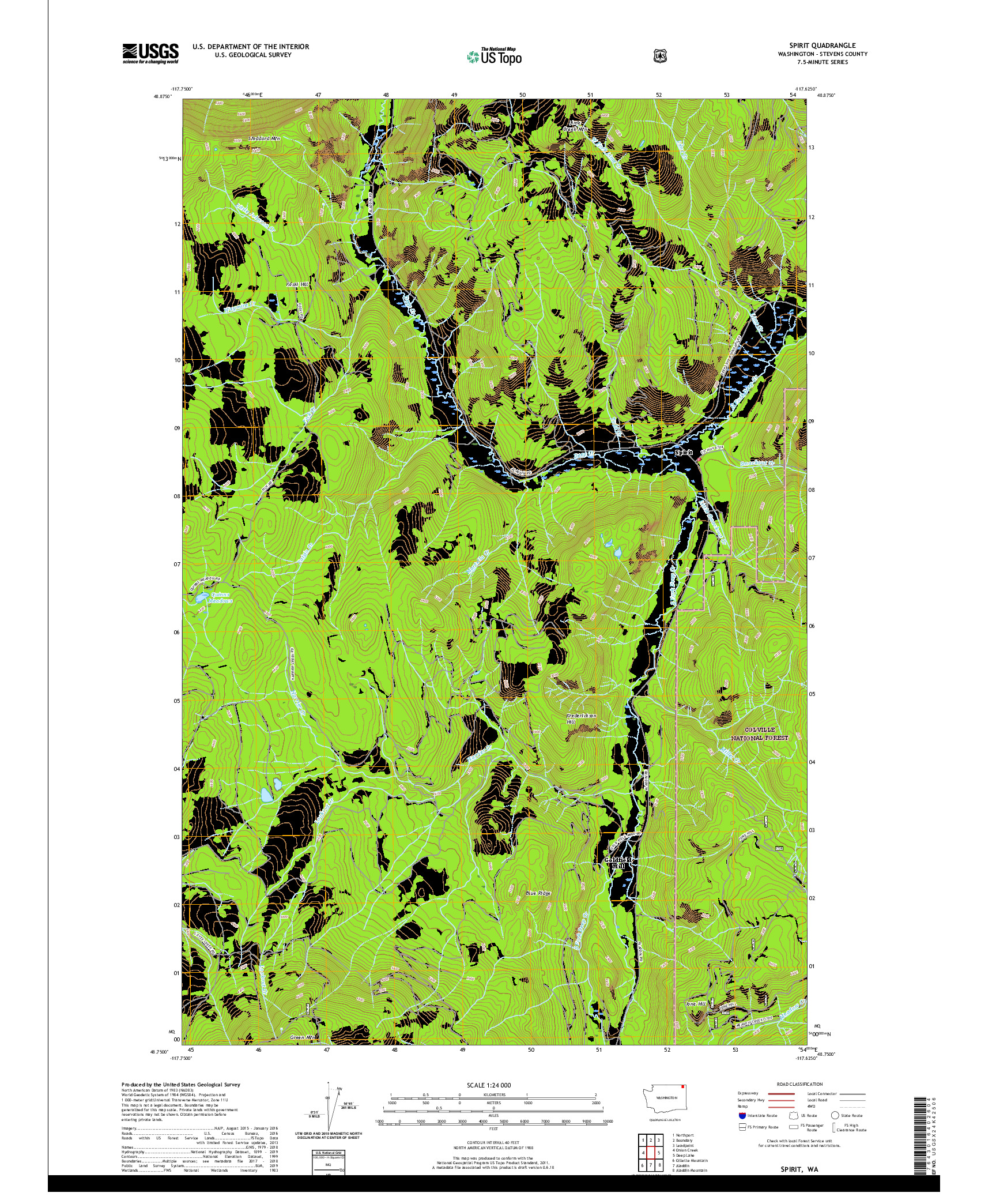 USGS US TOPO 7.5-MINUTE MAP FOR SPIRIT, WA 2020