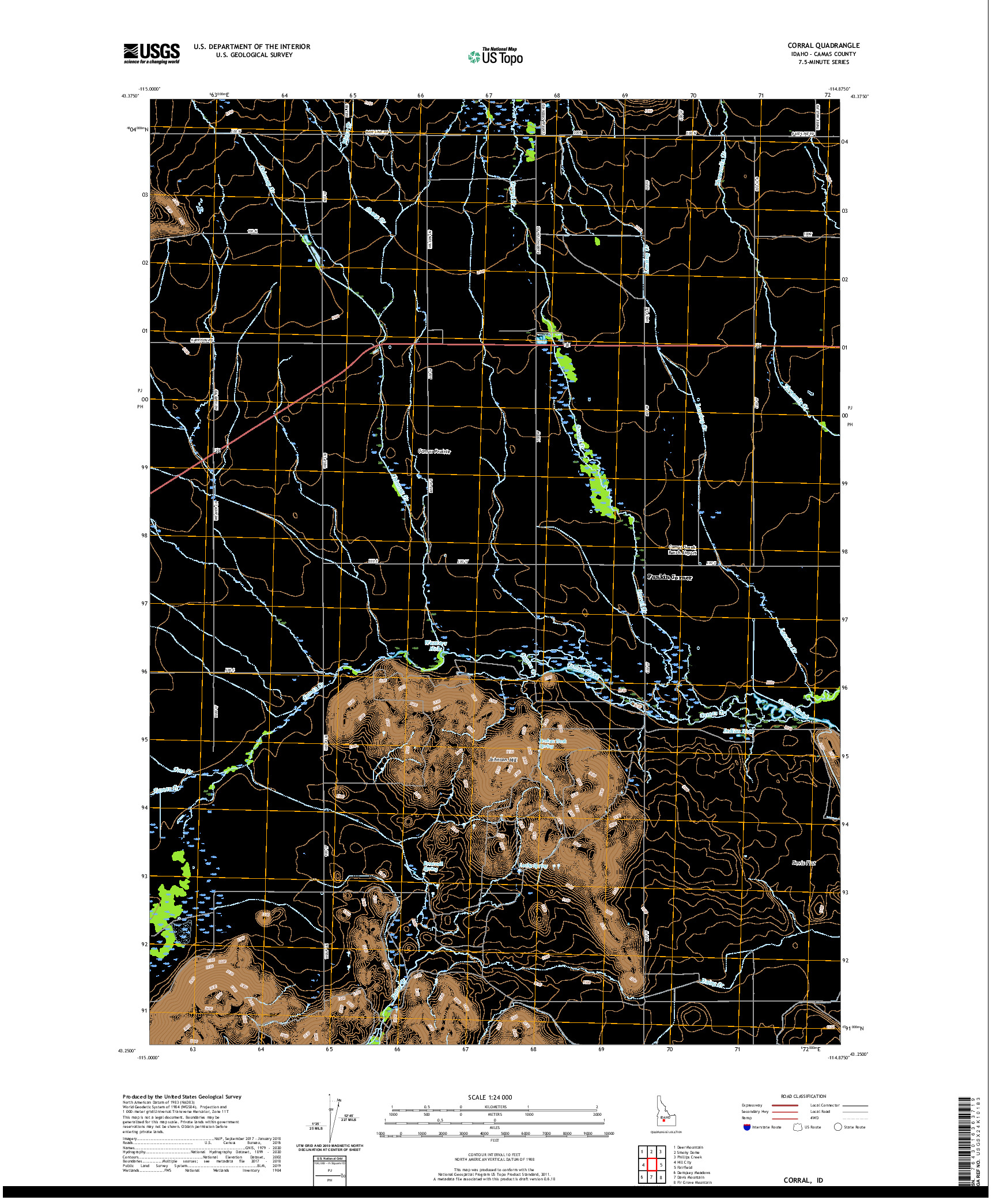 USGS US TOPO 7.5-MINUTE MAP FOR CORRAL, ID 2020