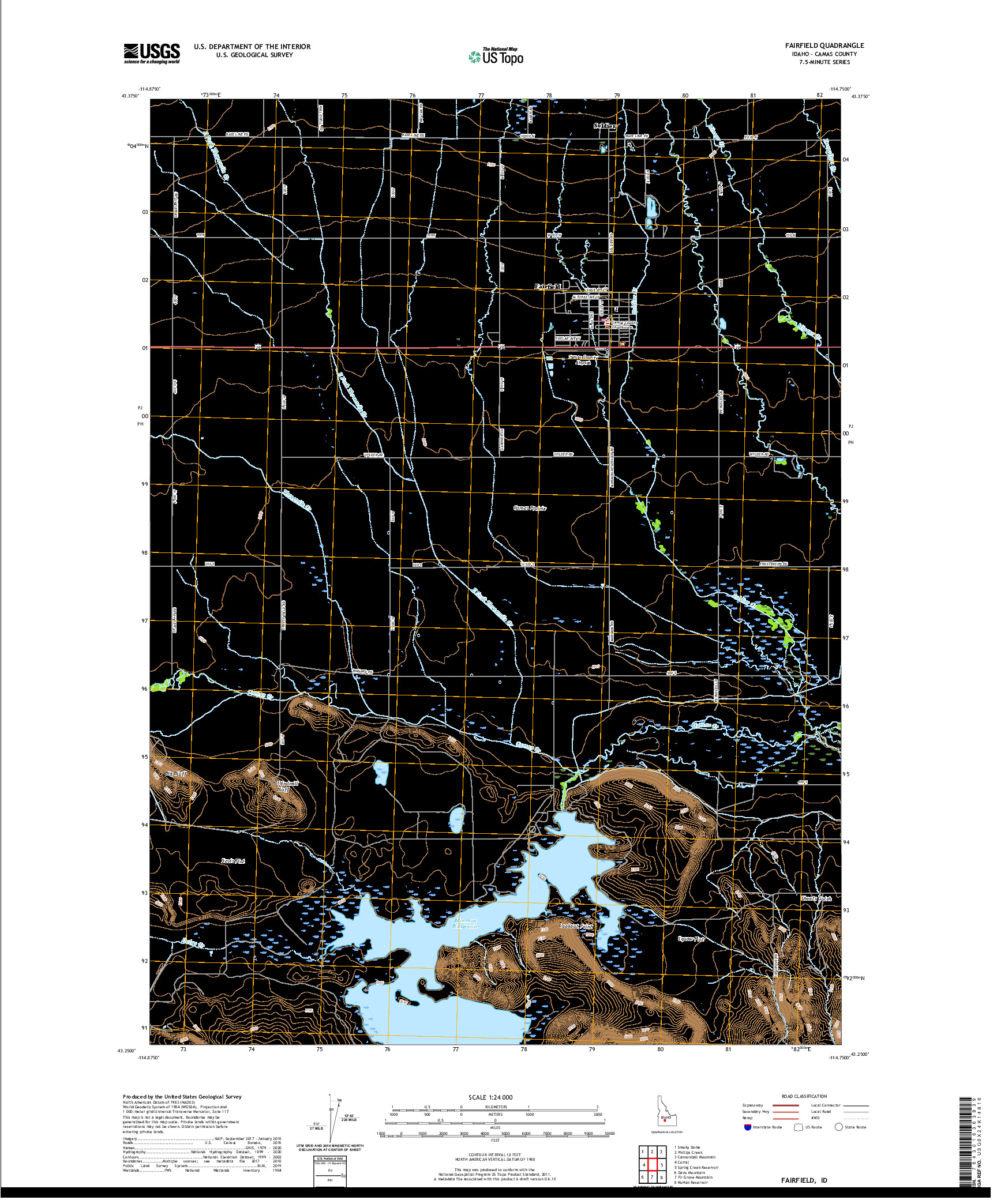 USGS US TOPO 7.5-MINUTE MAP FOR FAIRFIELD, ID 2020