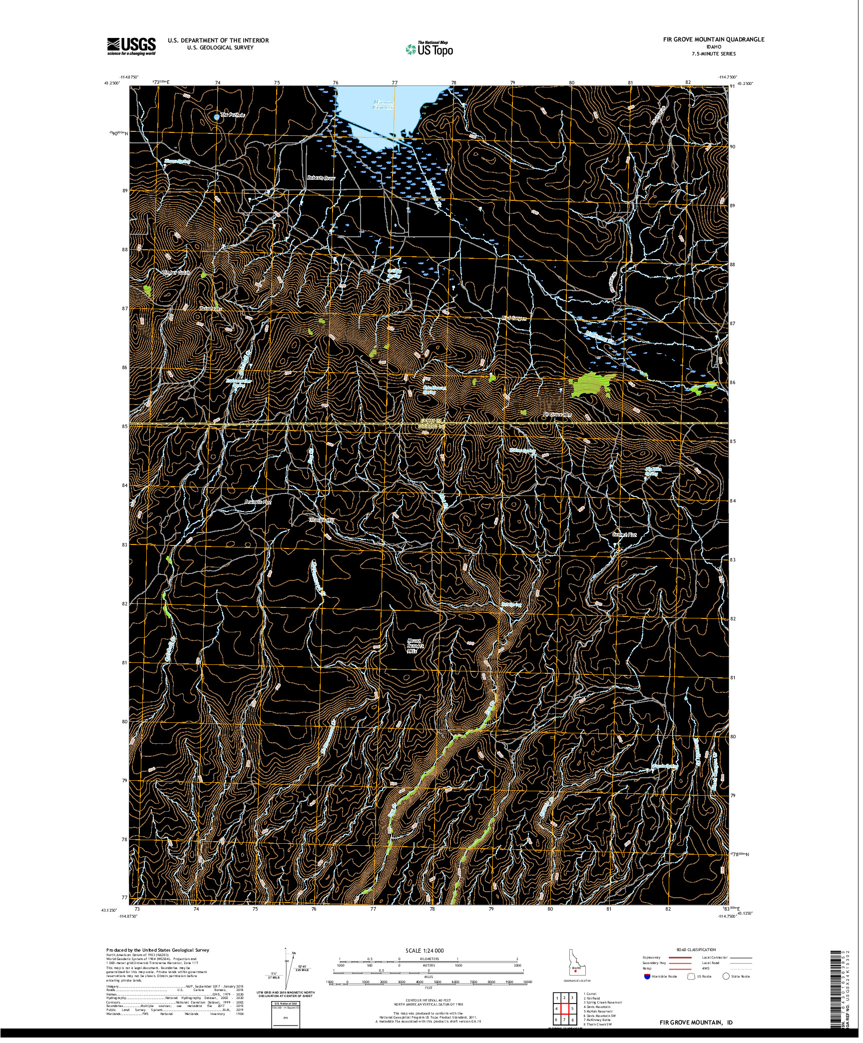 USGS US TOPO 7.5-MINUTE MAP FOR FIR GROVE MOUNTAIN, ID 2020