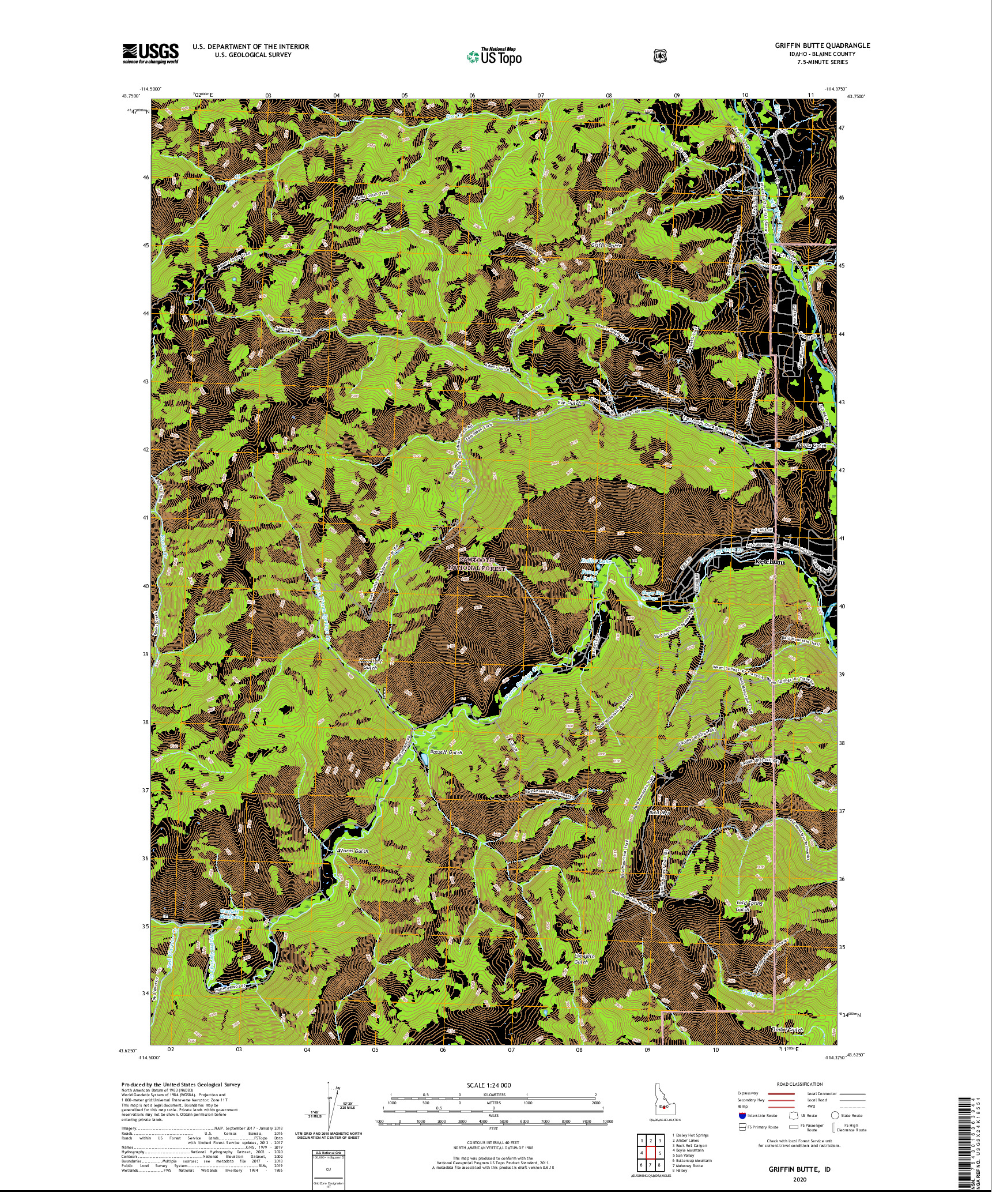 USGS US TOPO 7.5-MINUTE MAP FOR GRIFFIN BUTTE, ID 2020