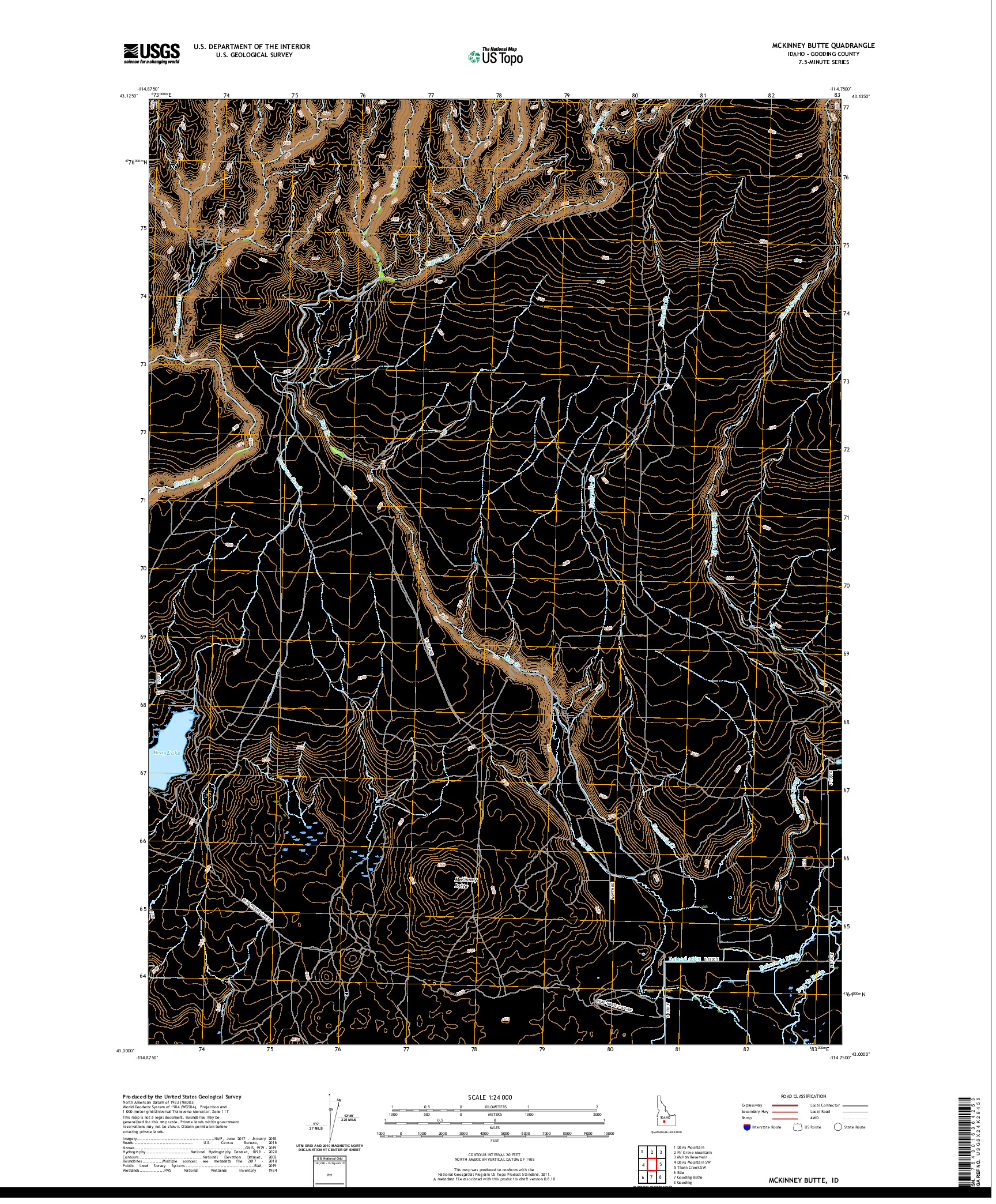 USGS US TOPO 7.5-MINUTE MAP FOR MCKINNEY BUTTE, ID 2020