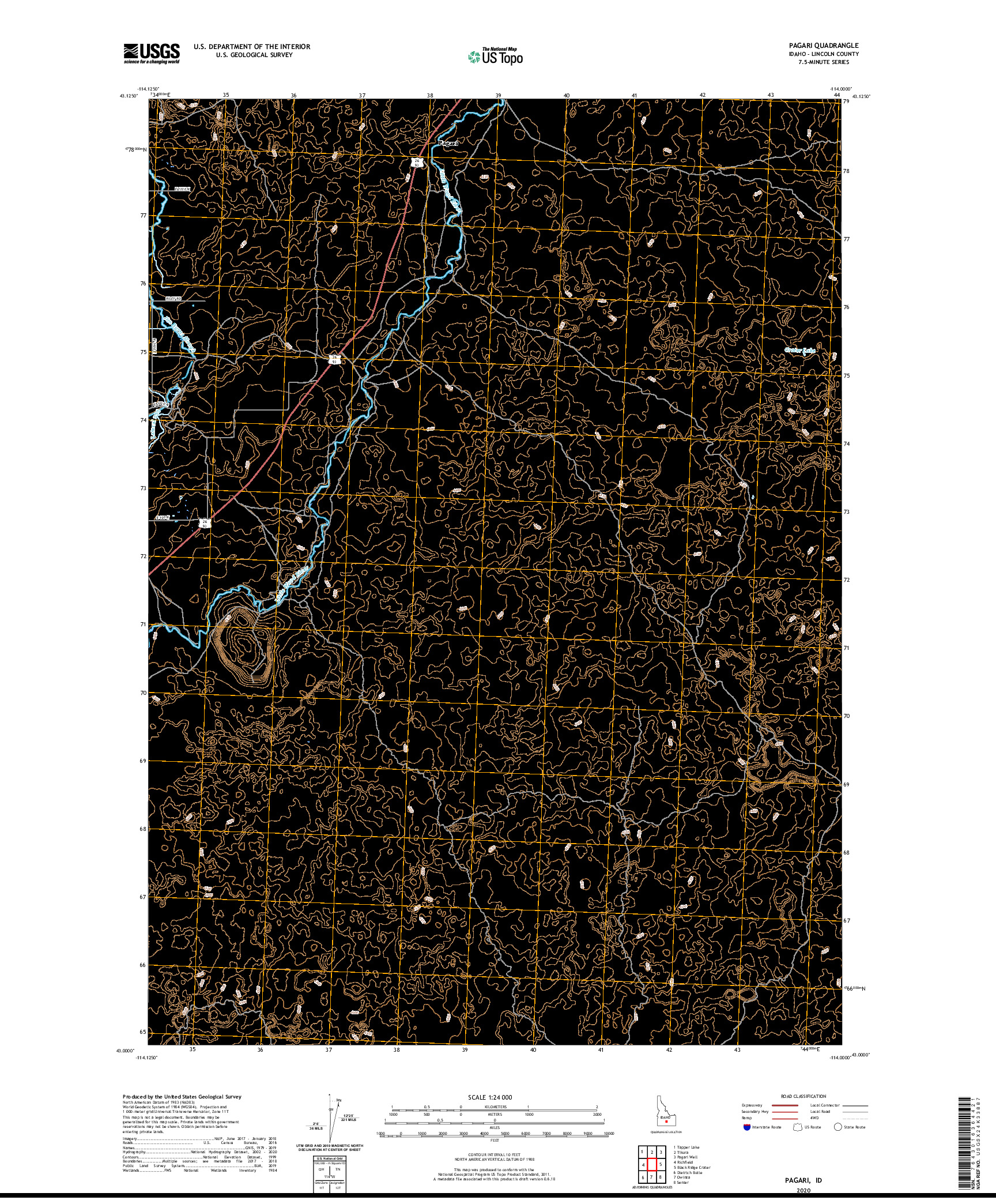 USGS US TOPO 7.5-MINUTE MAP FOR PAGARI, ID 2020