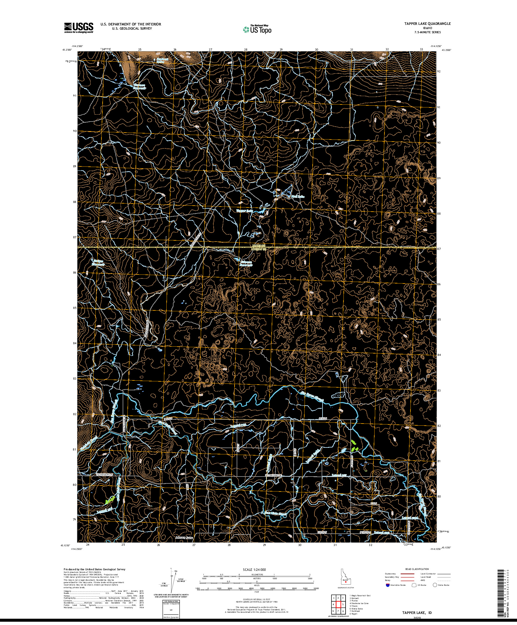 USGS US TOPO 7.5-MINUTE MAP FOR TAPPER LAKE, ID 2020