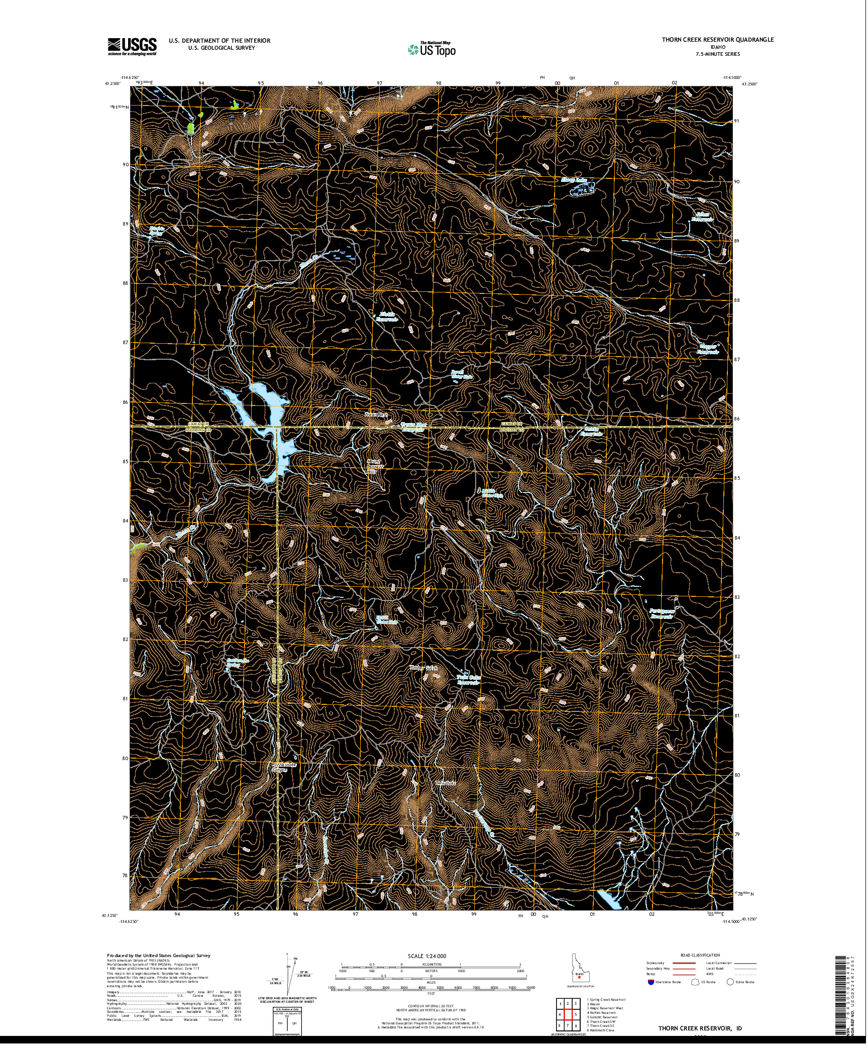 USGS US TOPO 7.5-MINUTE MAP FOR THORN CREEK RESERVOIR, ID 2020