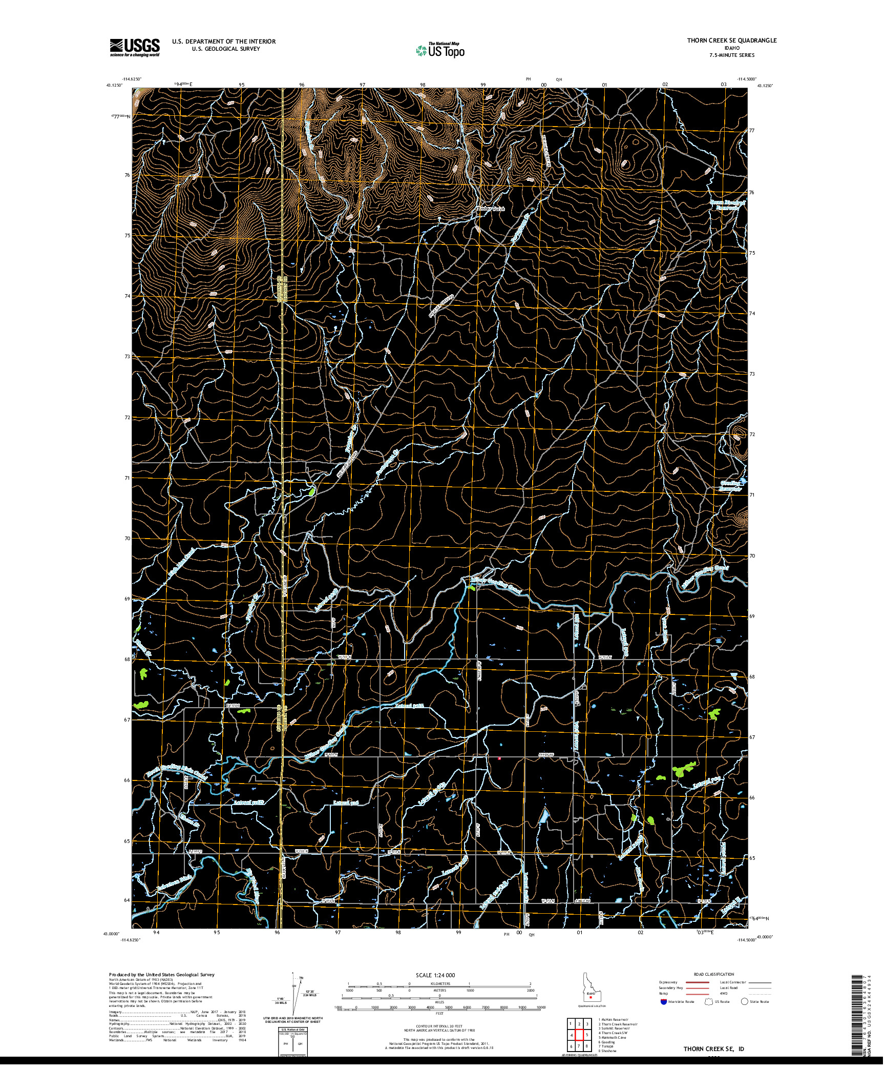 USGS US TOPO 7.5-MINUTE MAP FOR THORN CREEK SE, ID 2020