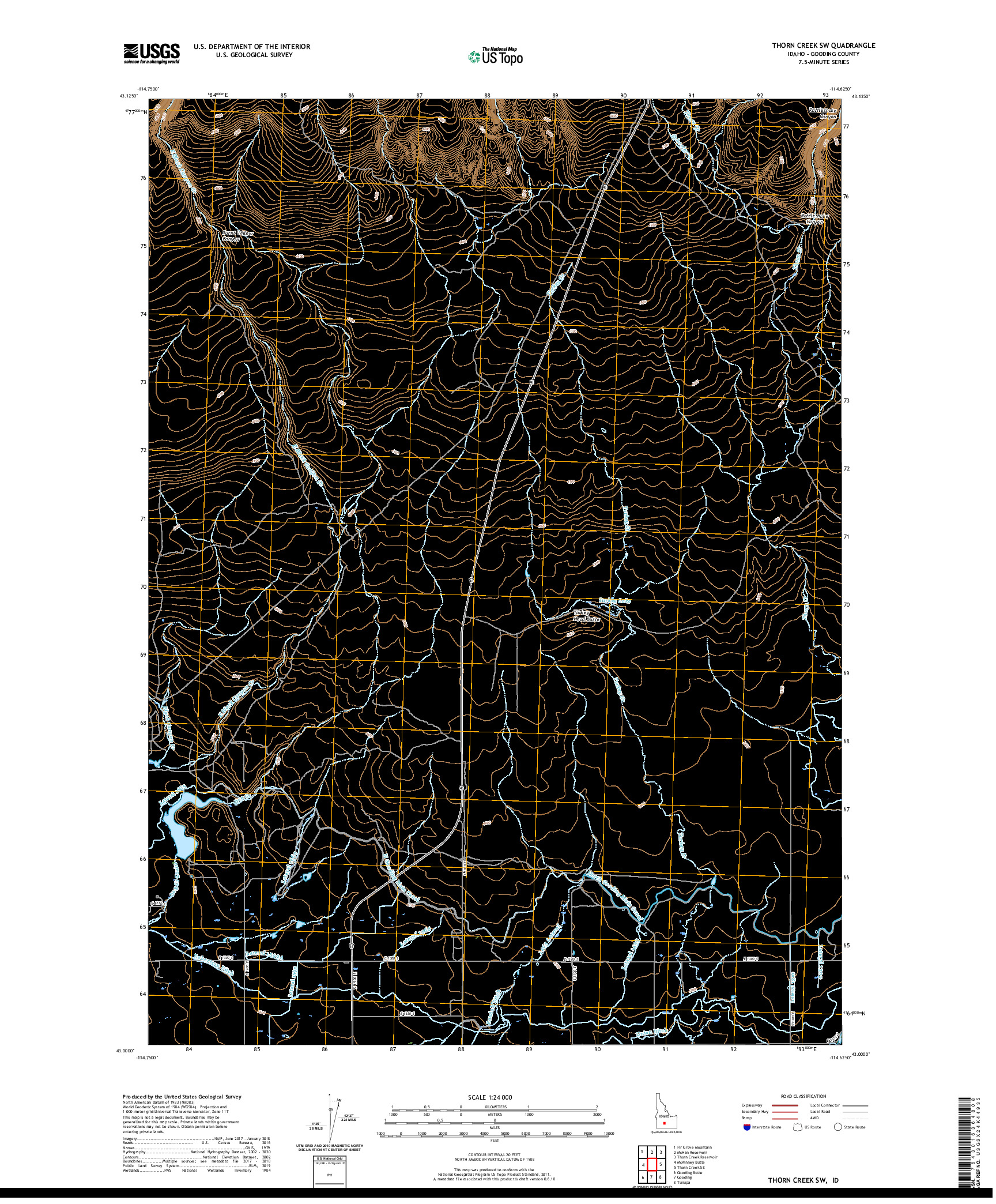 USGS US TOPO 7.5-MINUTE MAP FOR THORN CREEK SW, ID 2020