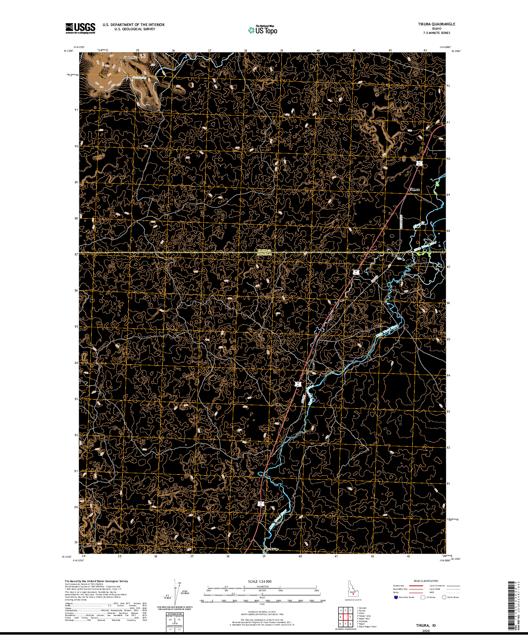 USGS US TOPO 7.5-MINUTE MAP FOR TIKURA, ID 2020