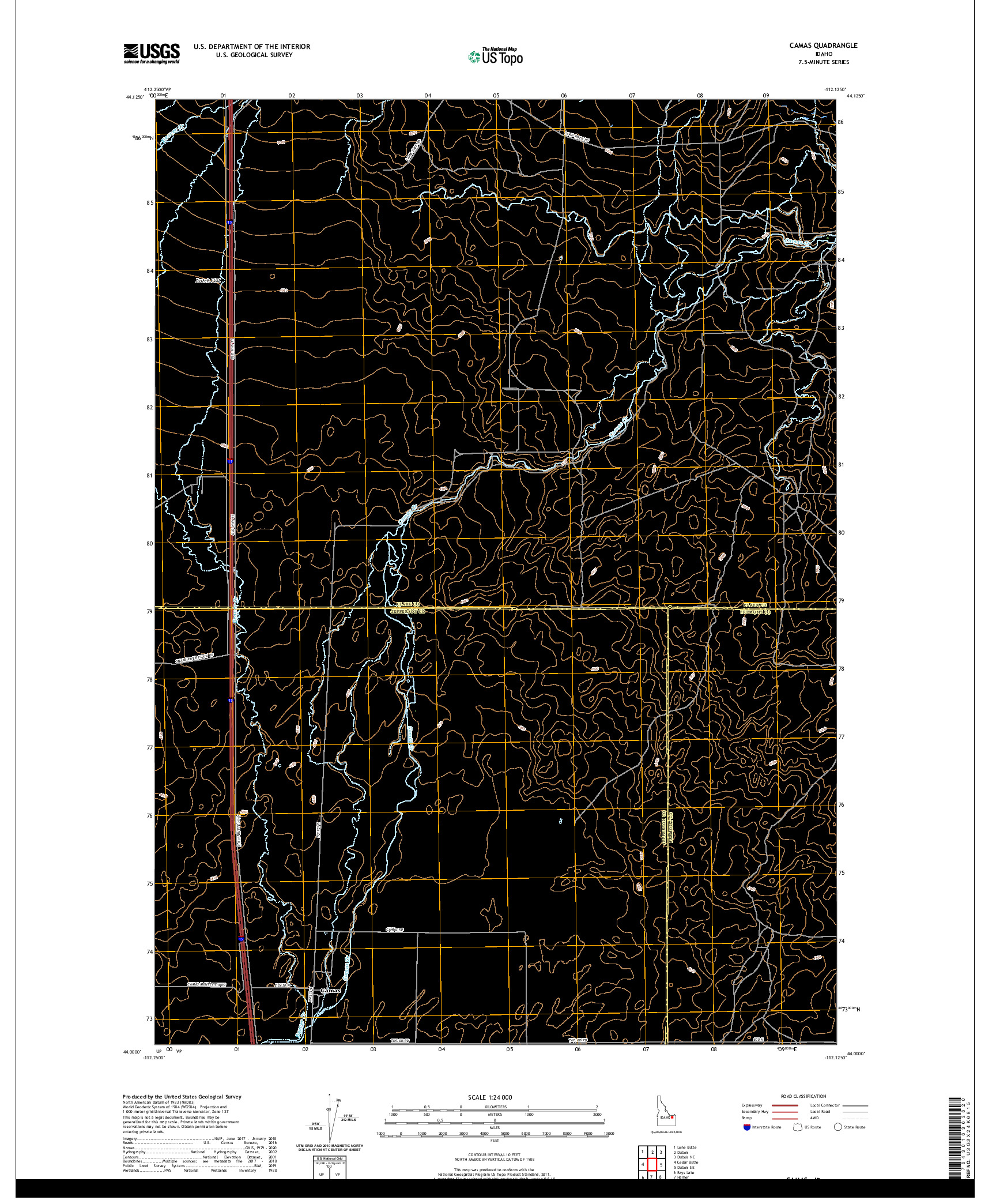 USGS US TOPO 7.5-MINUTE MAP FOR CAMAS, ID 2020