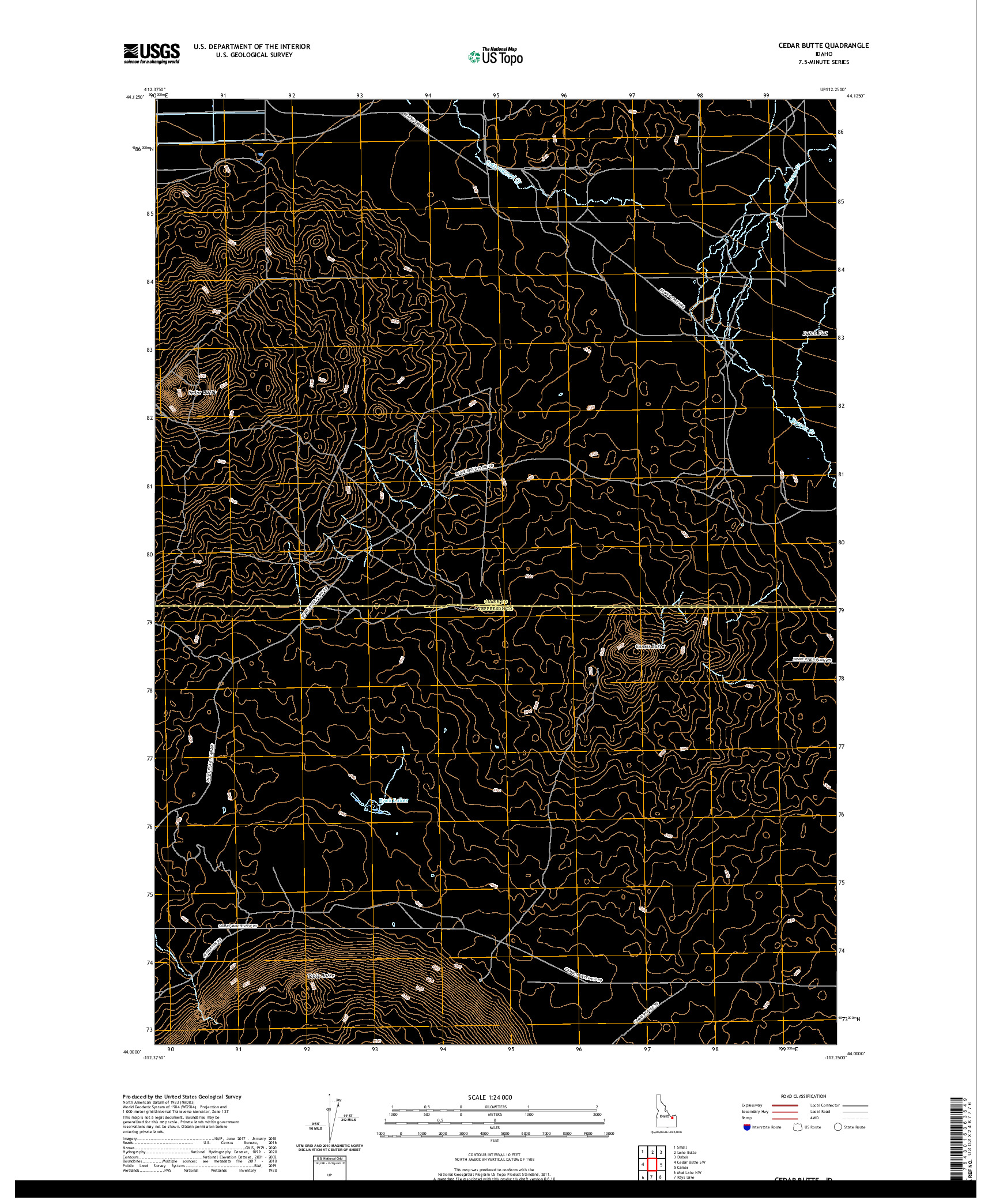 USGS US TOPO 7.5-MINUTE MAP FOR CEDAR BUTTE, ID 2020