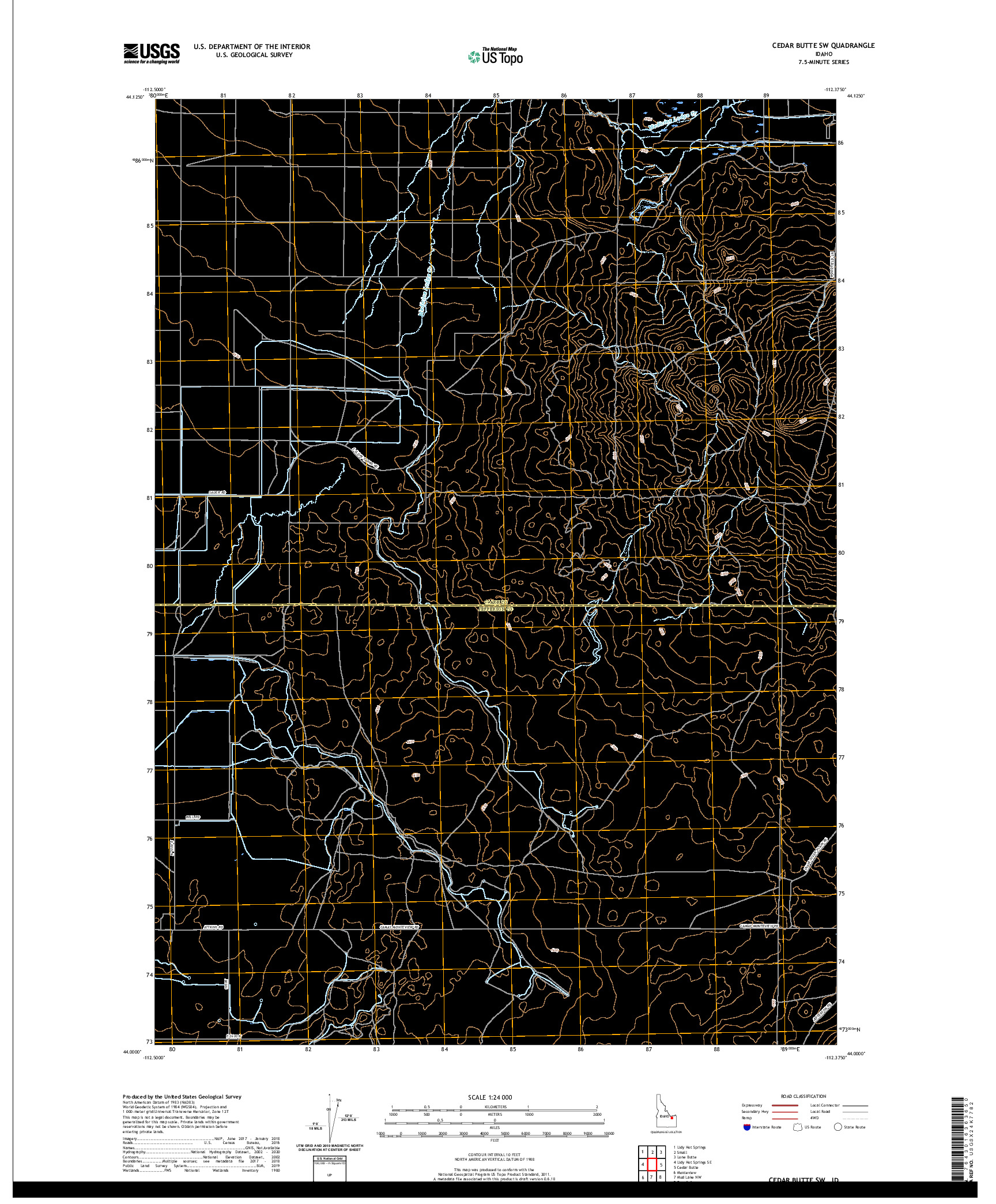 USGS US TOPO 7.5-MINUTE MAP FOR CEDAR BUTTE SW, ID 2020