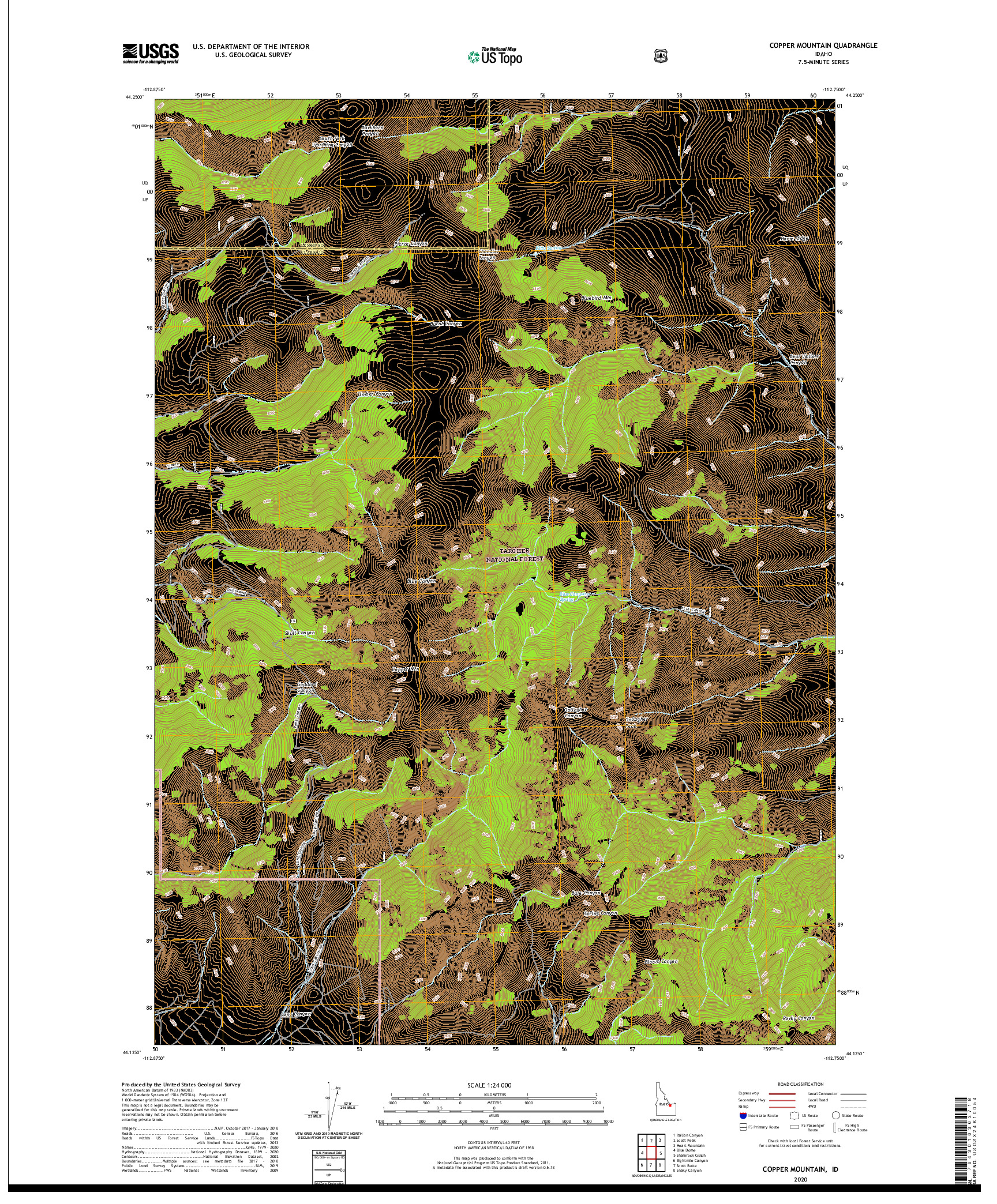 USGS US TOPO 7.5-MINUTE MAP FOR COPPER MOUNTAIN, ID 2020