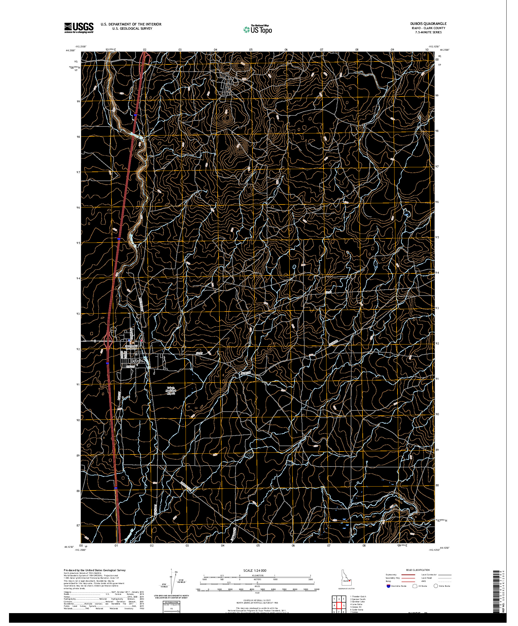 USGS US TOPO 7.5-MINUTE MAP FOR DUBOIS, ID 2020