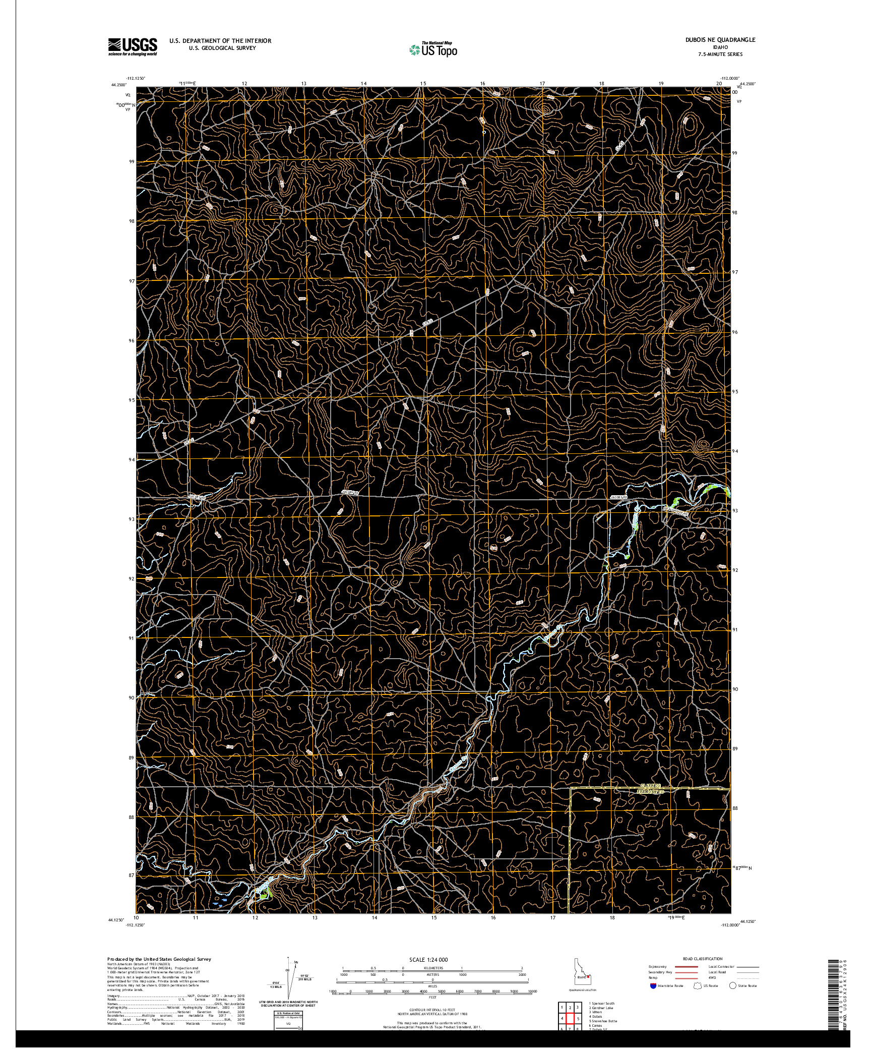 USGS US TOPO 7.5-MINUTE MAP FOR DUBOIS NE, ID 2020