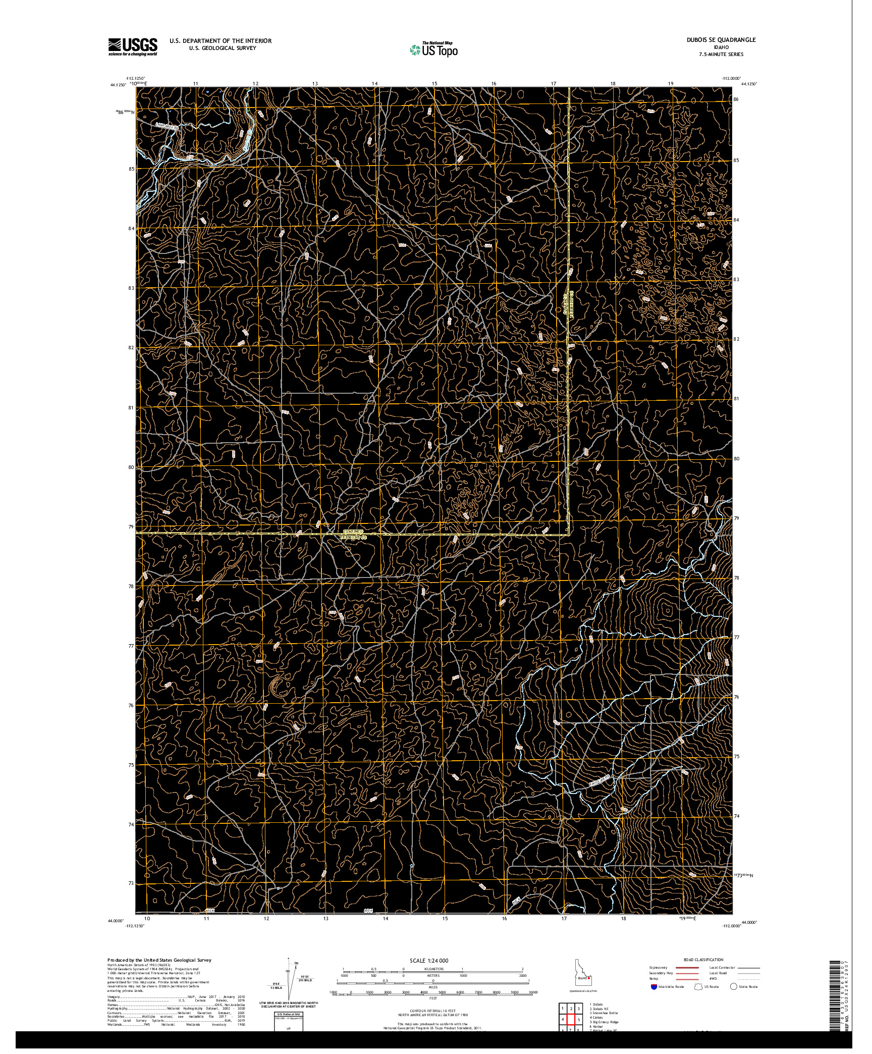 USGS US TOPO 7.5-MINUTE MAP FOR DUBOIS SE, ID 2020