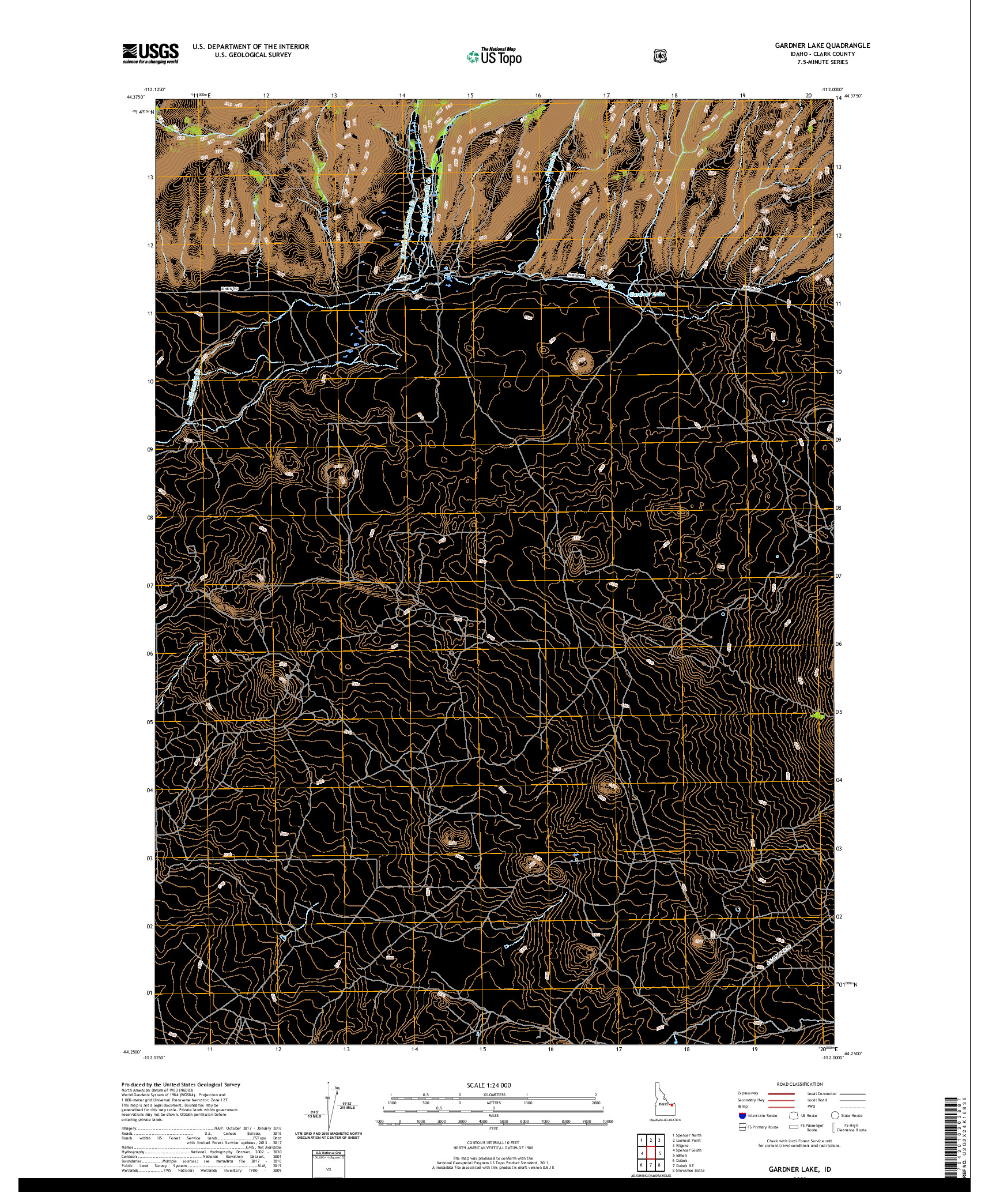 USGS US TOPO 7.5-MINUTE MAP FOR GARDNER LAKE, ID 2020
