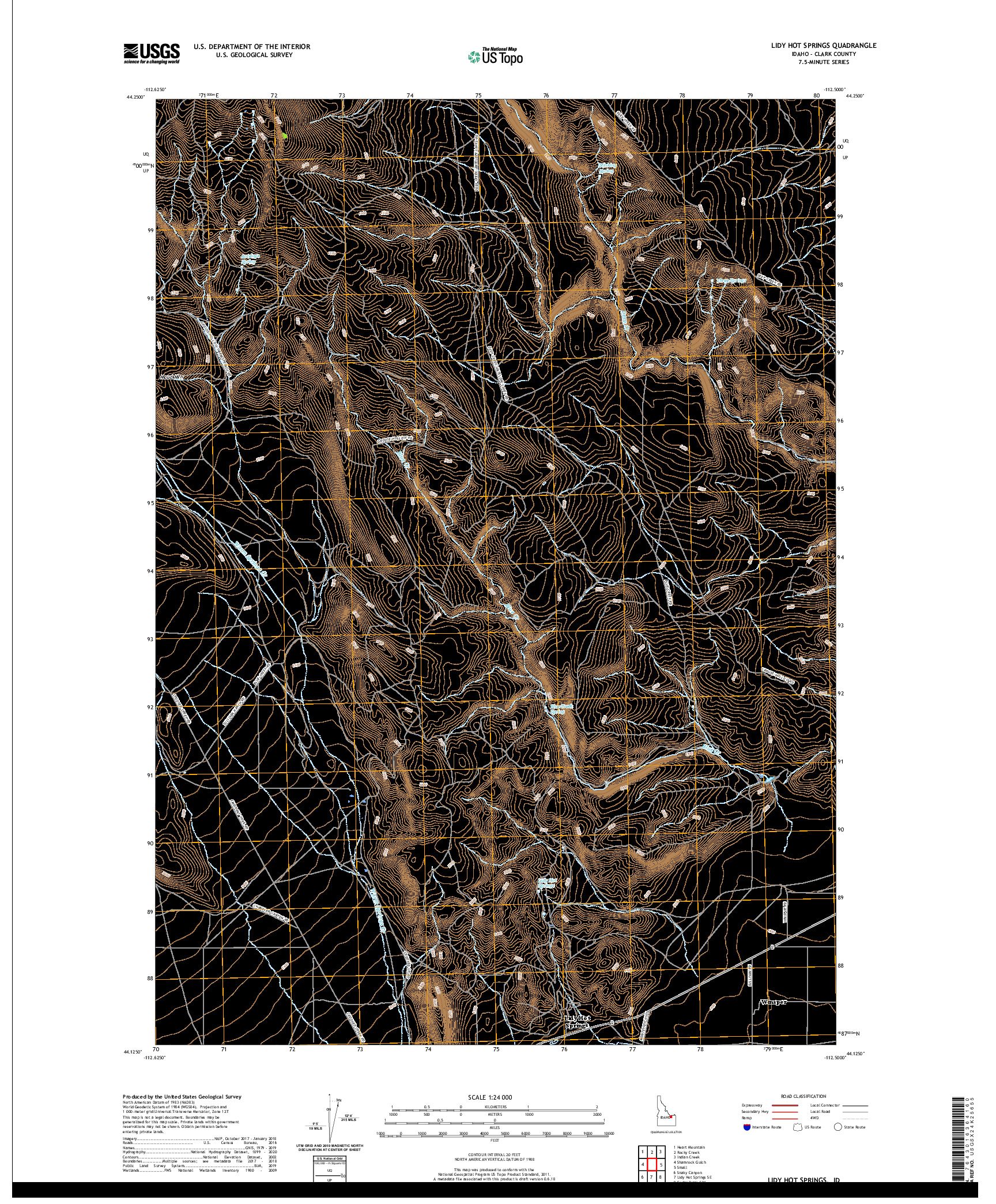 USGS US TOPO 7.5-MINUTE MAP FOR LIDY HOT SPRINGS, ID 2020