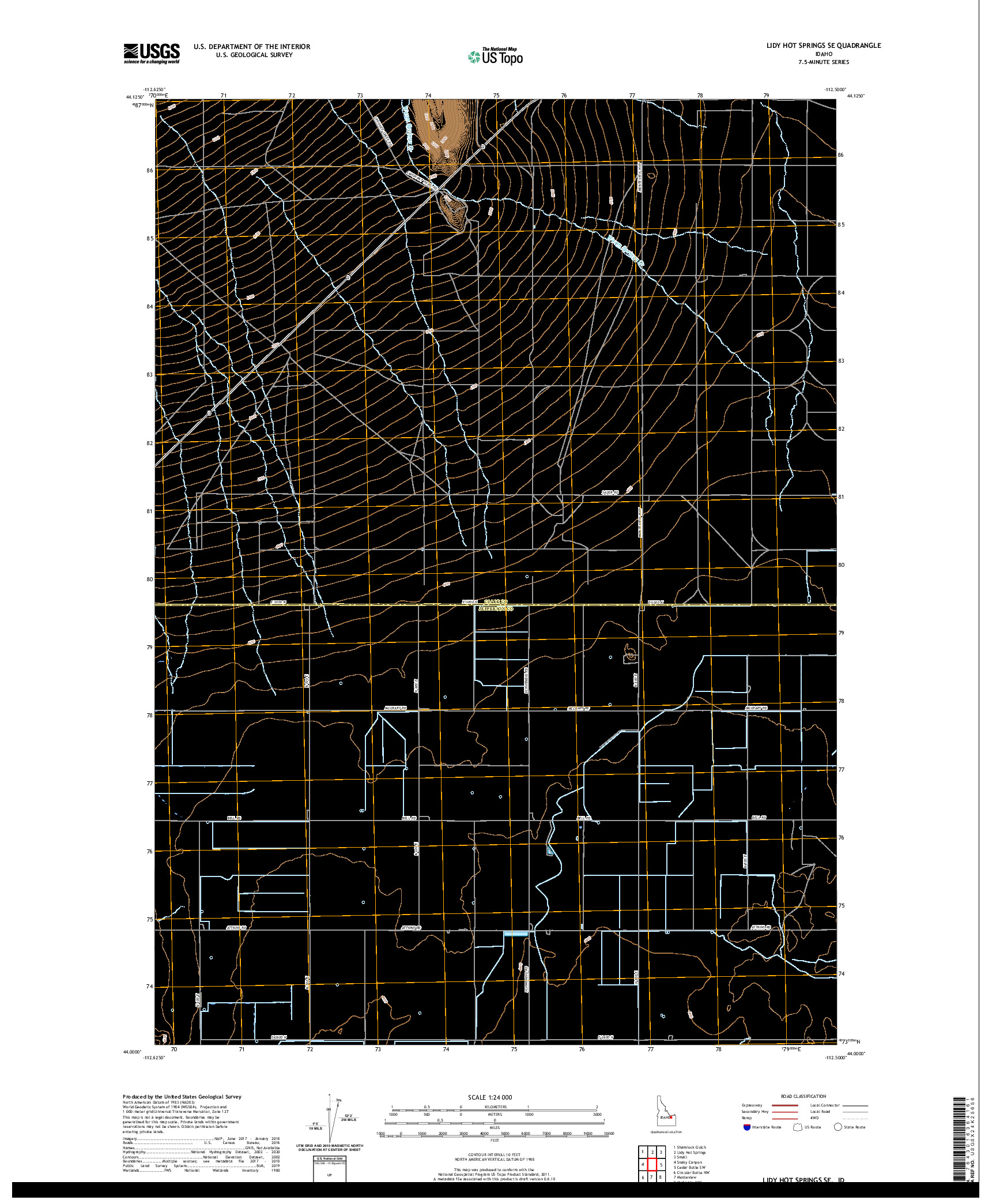 USGS US TOPO 7.5-MINUTE MAP FOR LIDY HOT SPRINGS SE, ID 2020