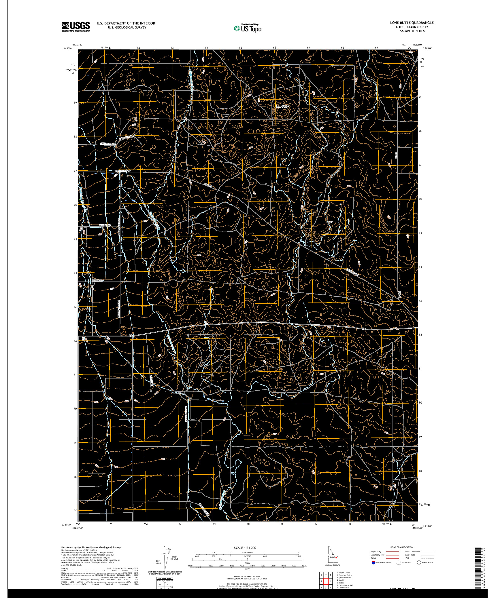 USGS US TOPO 7.5-MINUTE MAP FOR LONE BUTTE, ID 2020