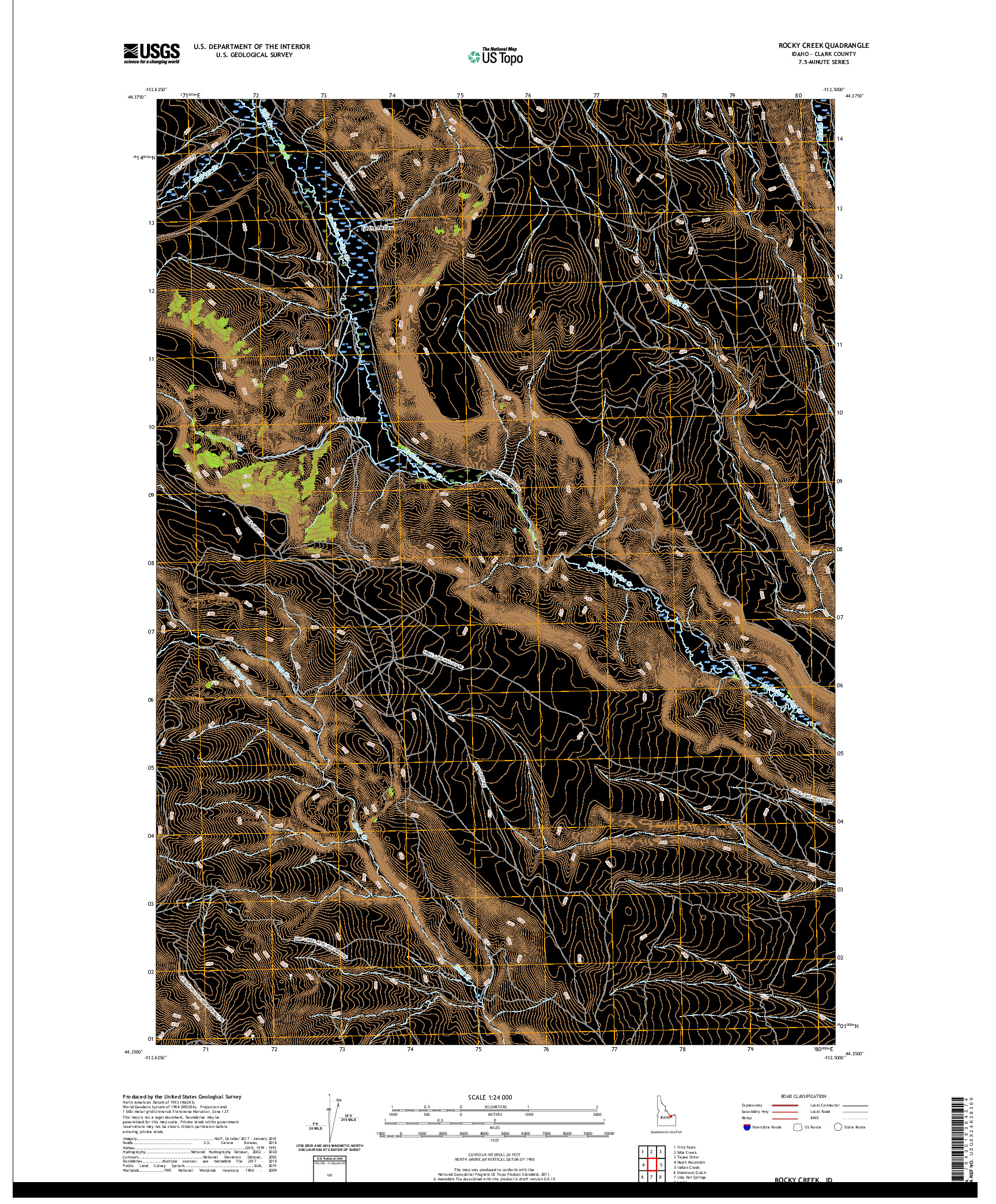 USGS US TOPO 7.5-MINUTE MAP FOR ROCKY CREEK, ID 2020