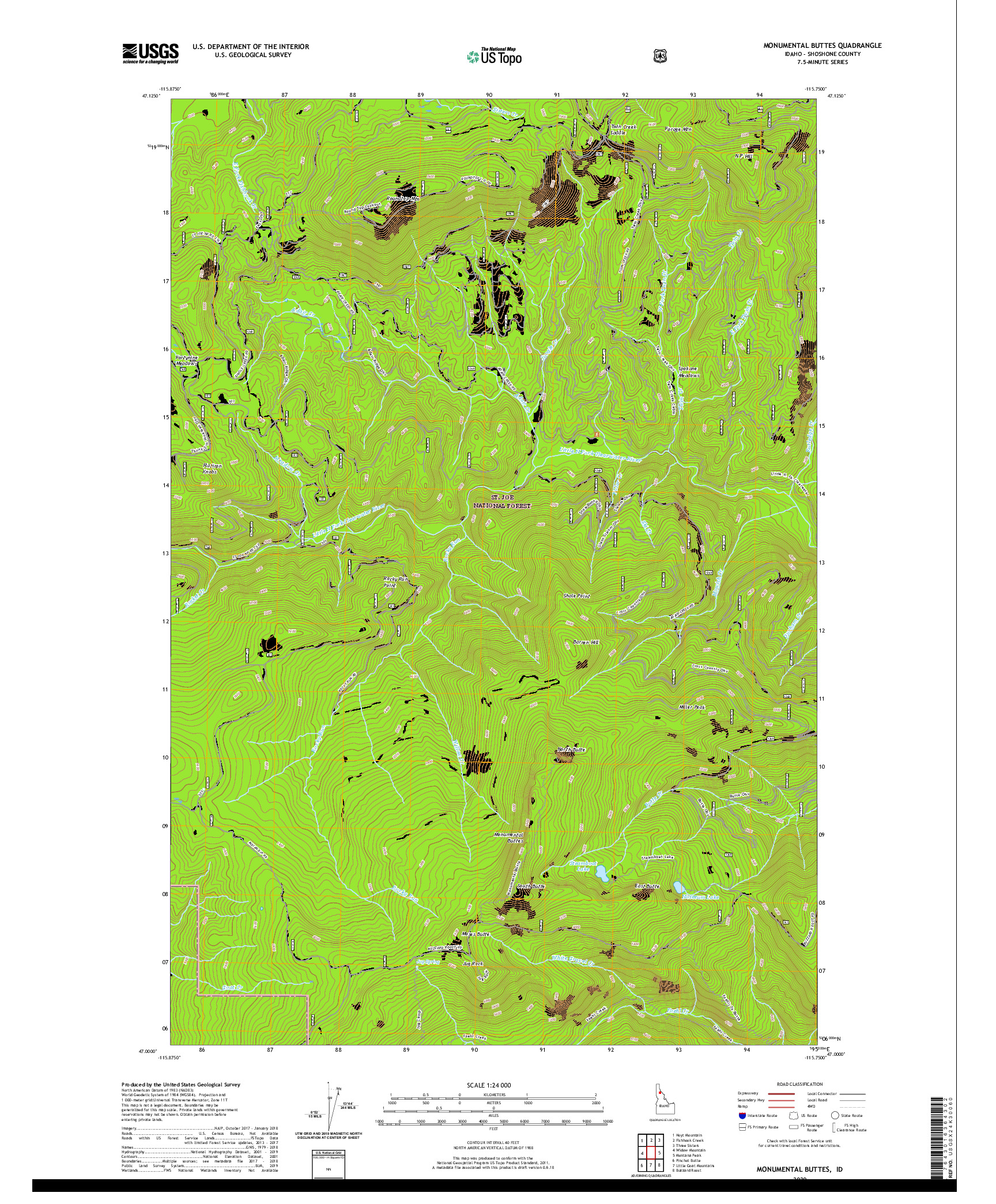 USGS US TOPO 7.5-MINUTE MAP FOR MONUMENTAL BUTTES, ID 2020