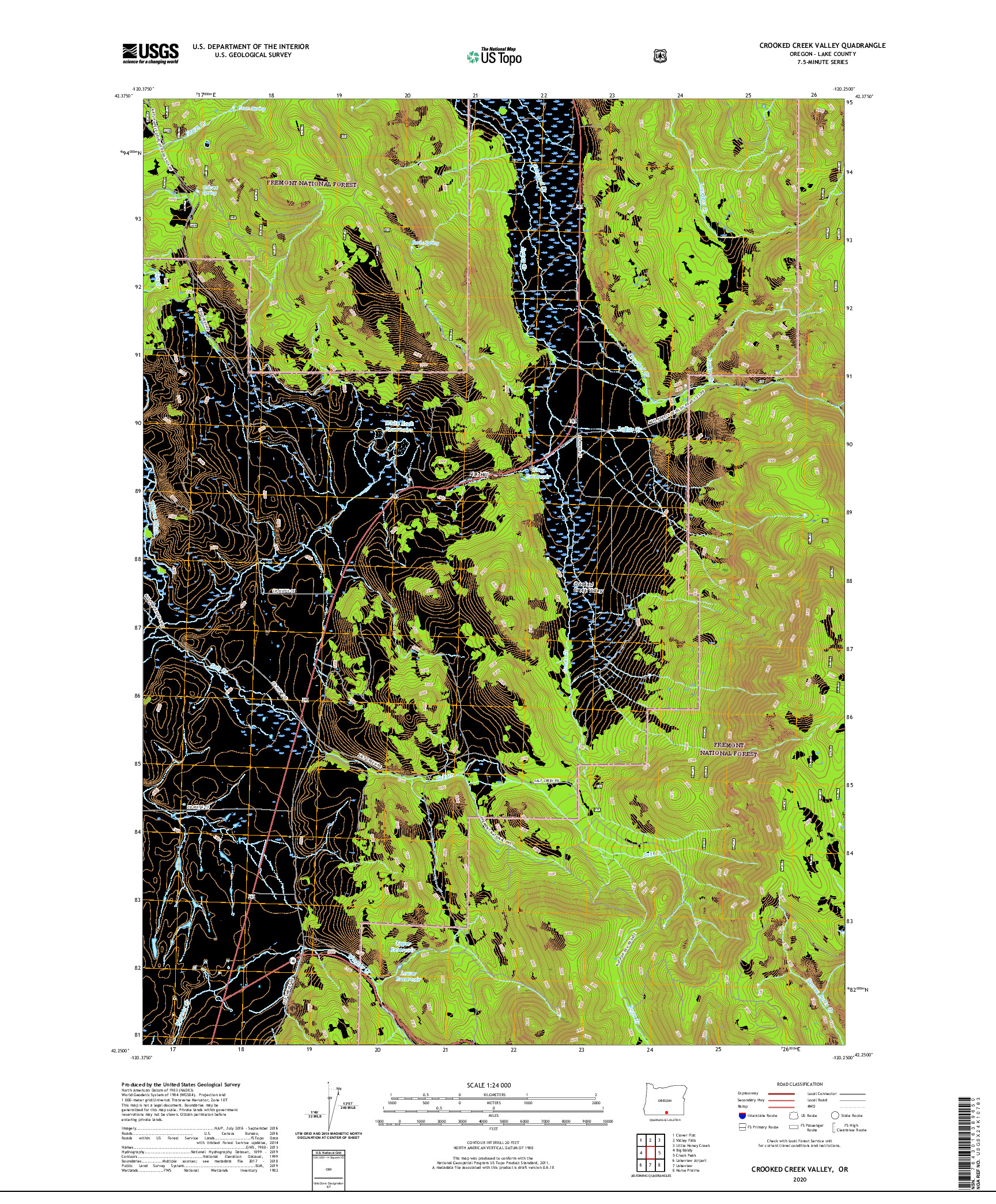 USGS US TOPO 7.5-MINUTE MAP FOR CROOKED CREEK VALLEY, OR 2020