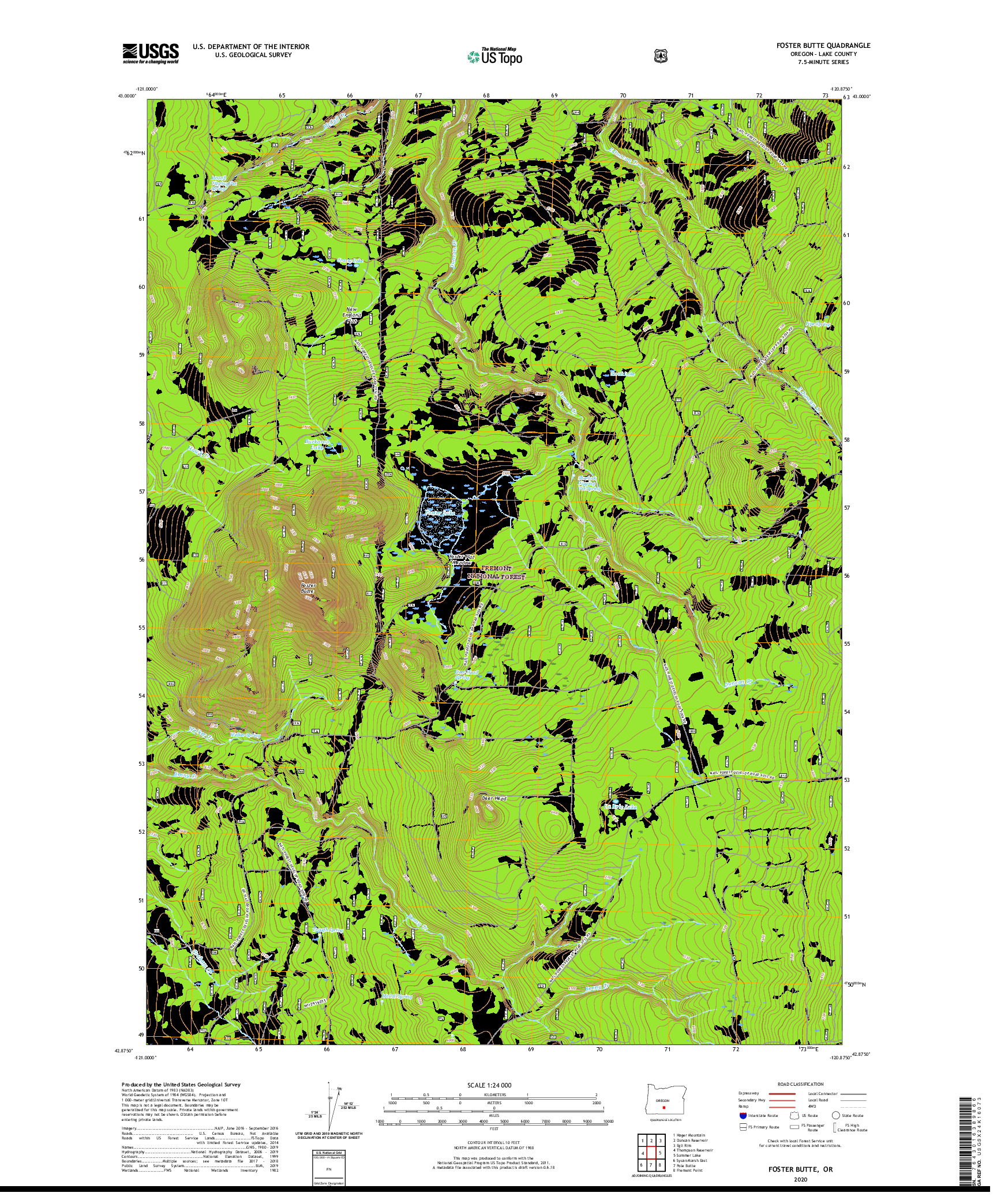 USGS US TOPO 7.5-MINUTE MAP FOR FOSTER BUTTE, OR 2020