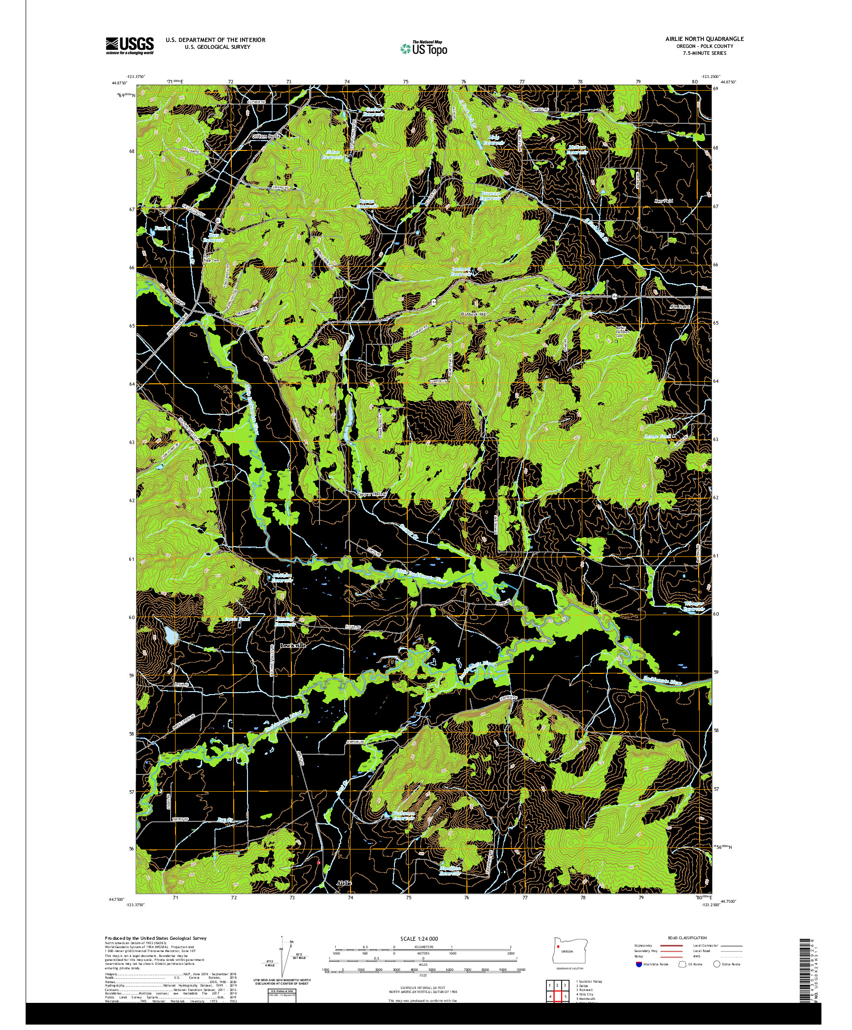 USGS US TOPO 7.5-MINUTE MAP FOR AIRLIE NORTH, OR 2020