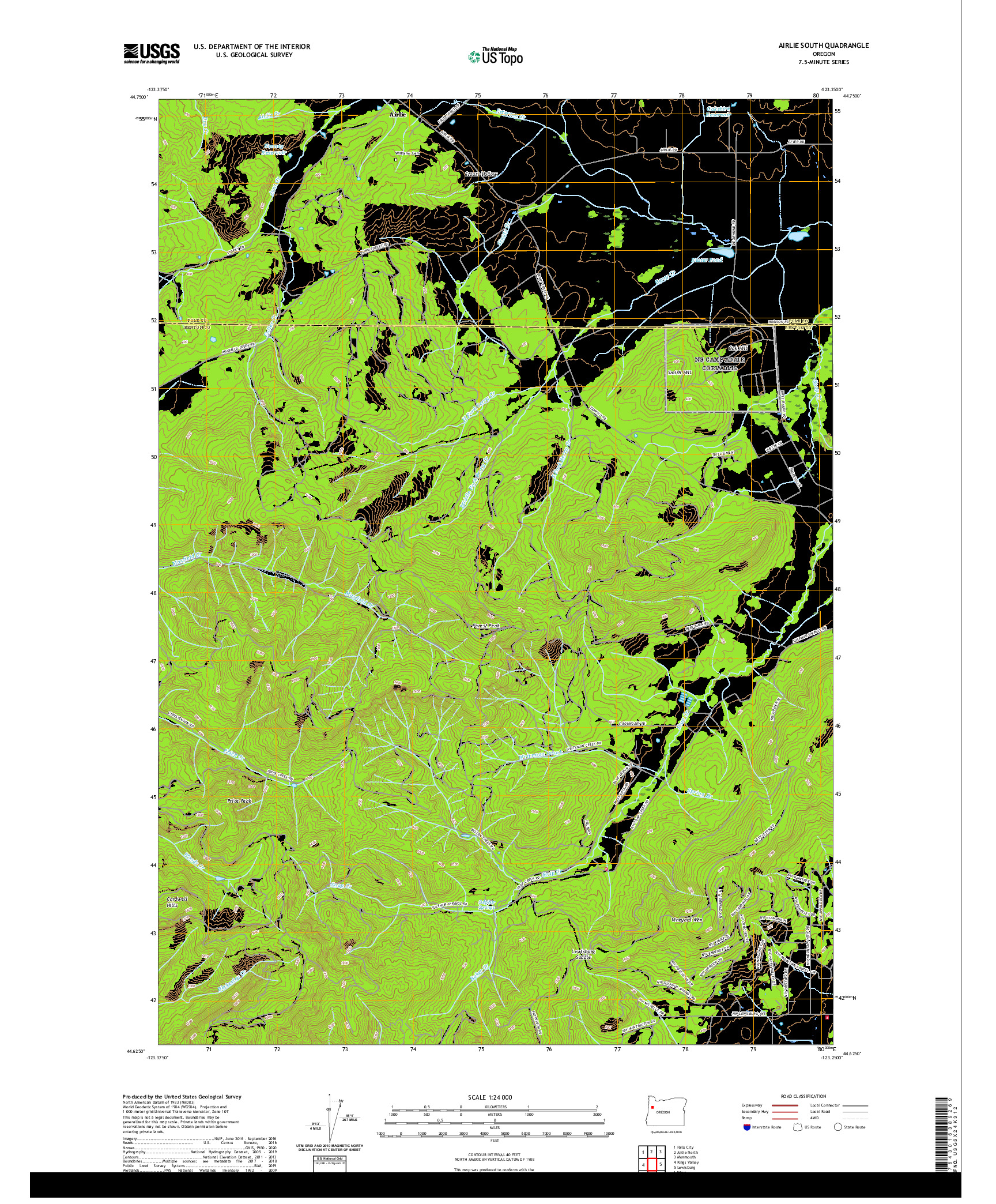 USGS US TOPO 7.5-MINUTE MAP FOR AIRLIE SOUTH, OR 2020