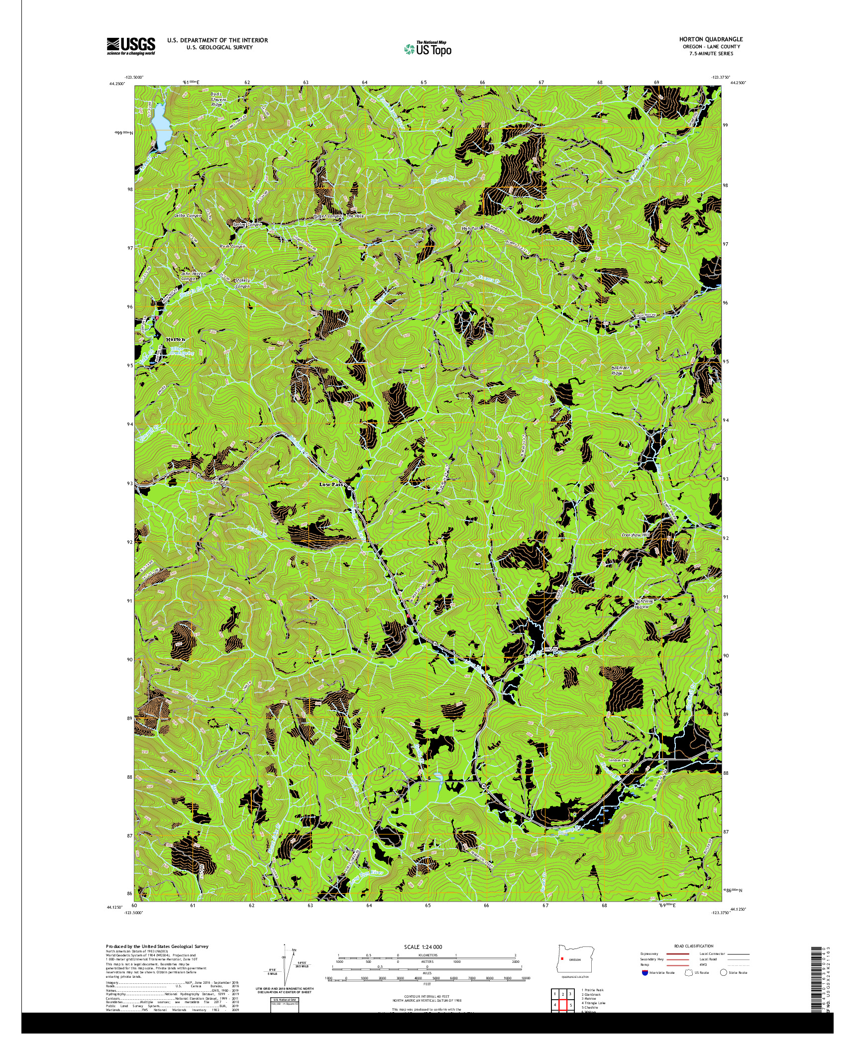 USGS US TOPO 7.5-MINUTE MAP FOR HORTON, OR 2020