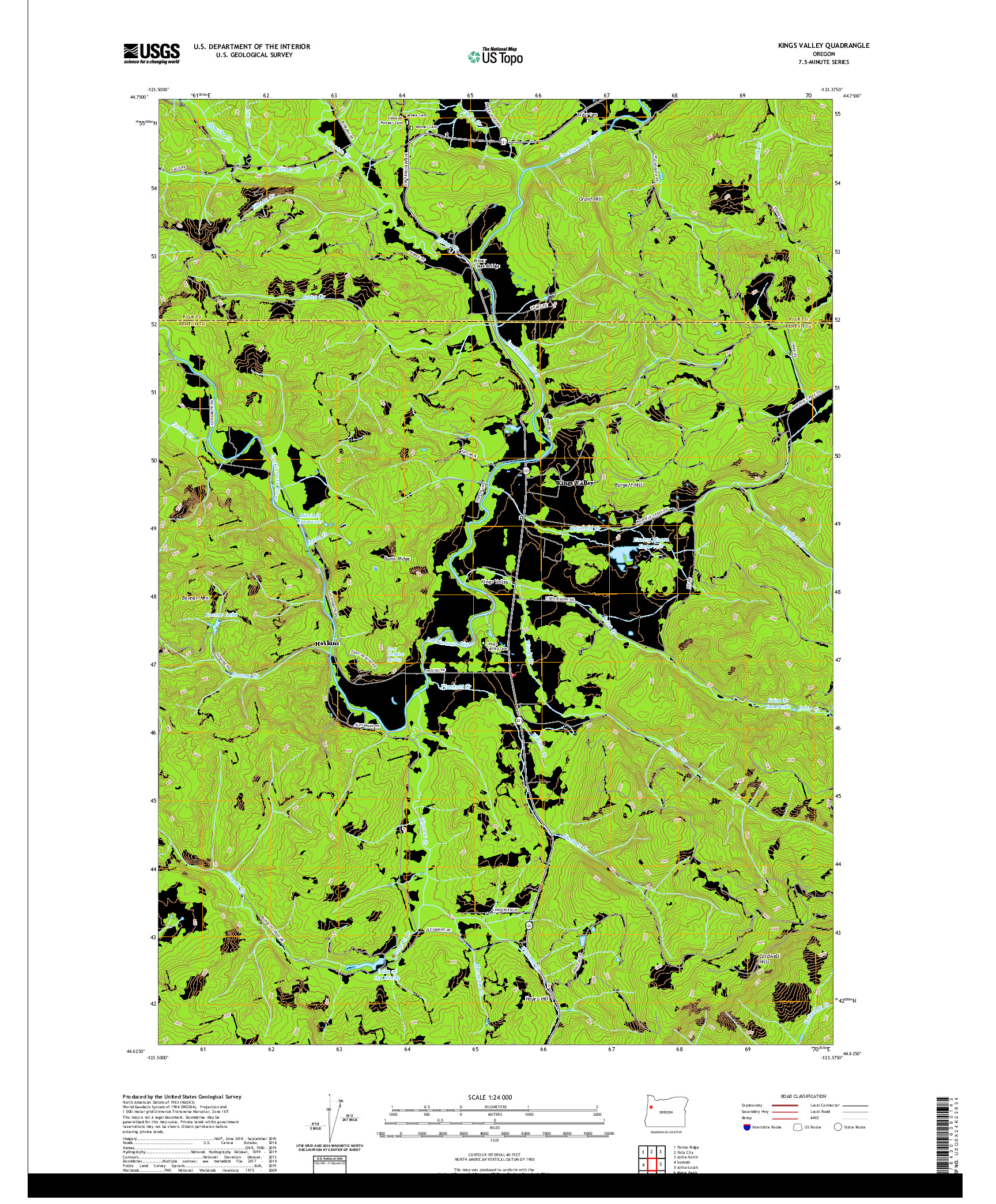 USGS US TOPO 7.5-MINUTE MAP FOR KINGS VALLEY, OR 2020