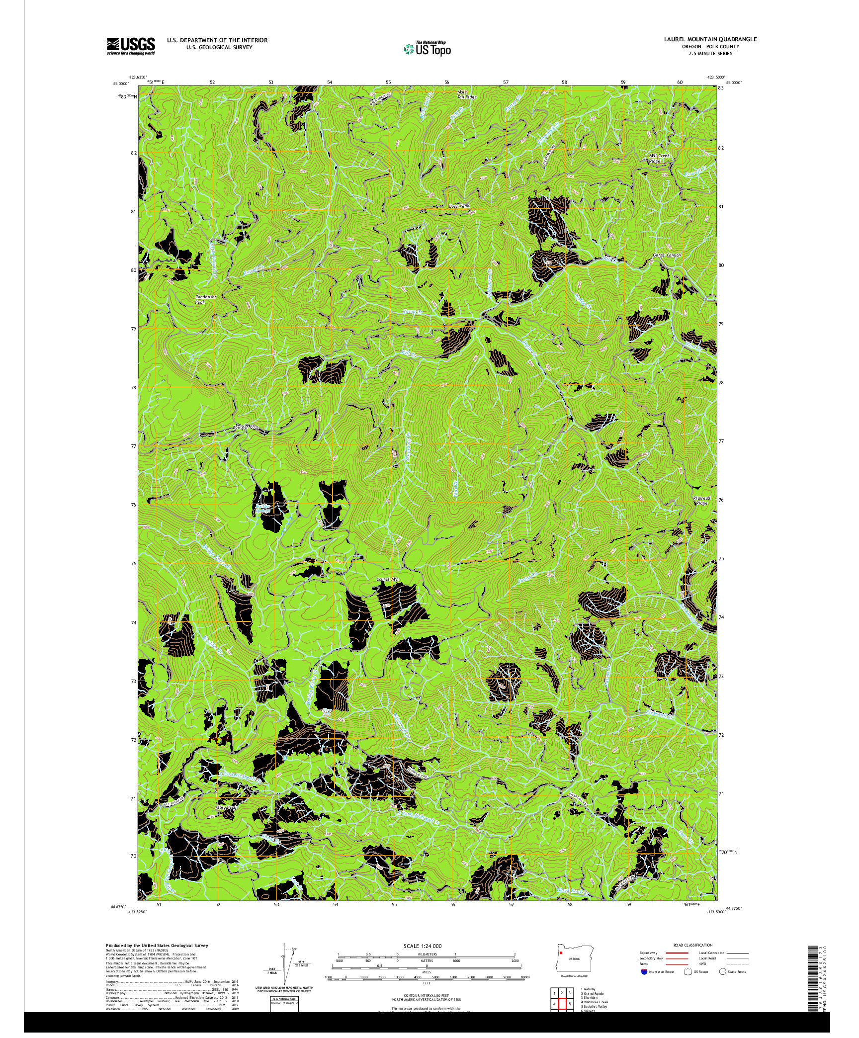 USGS US TOPO 7.5-MINUTE MAP FOR LAUREL MOUNTAIN, OR 2020