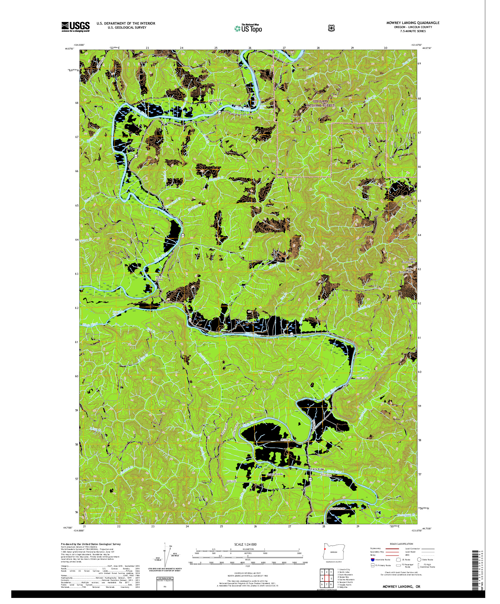 USGS US TOPO 7.5-MINUTE MAP FOR MOWREY LANDING, OR 2020