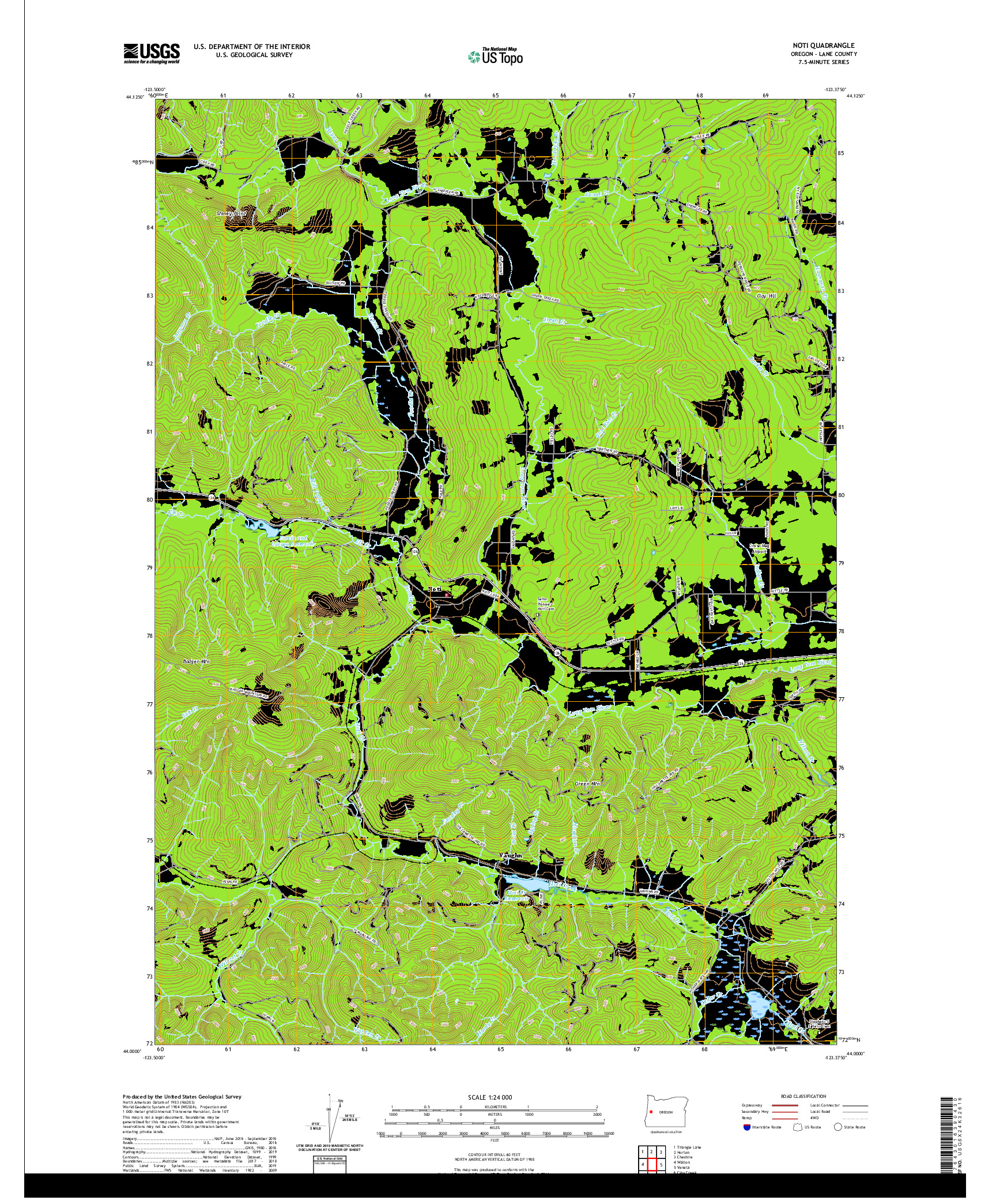 USGS US TOPO 7.5-MINUTE MAP FOR NOTI, OR 2020