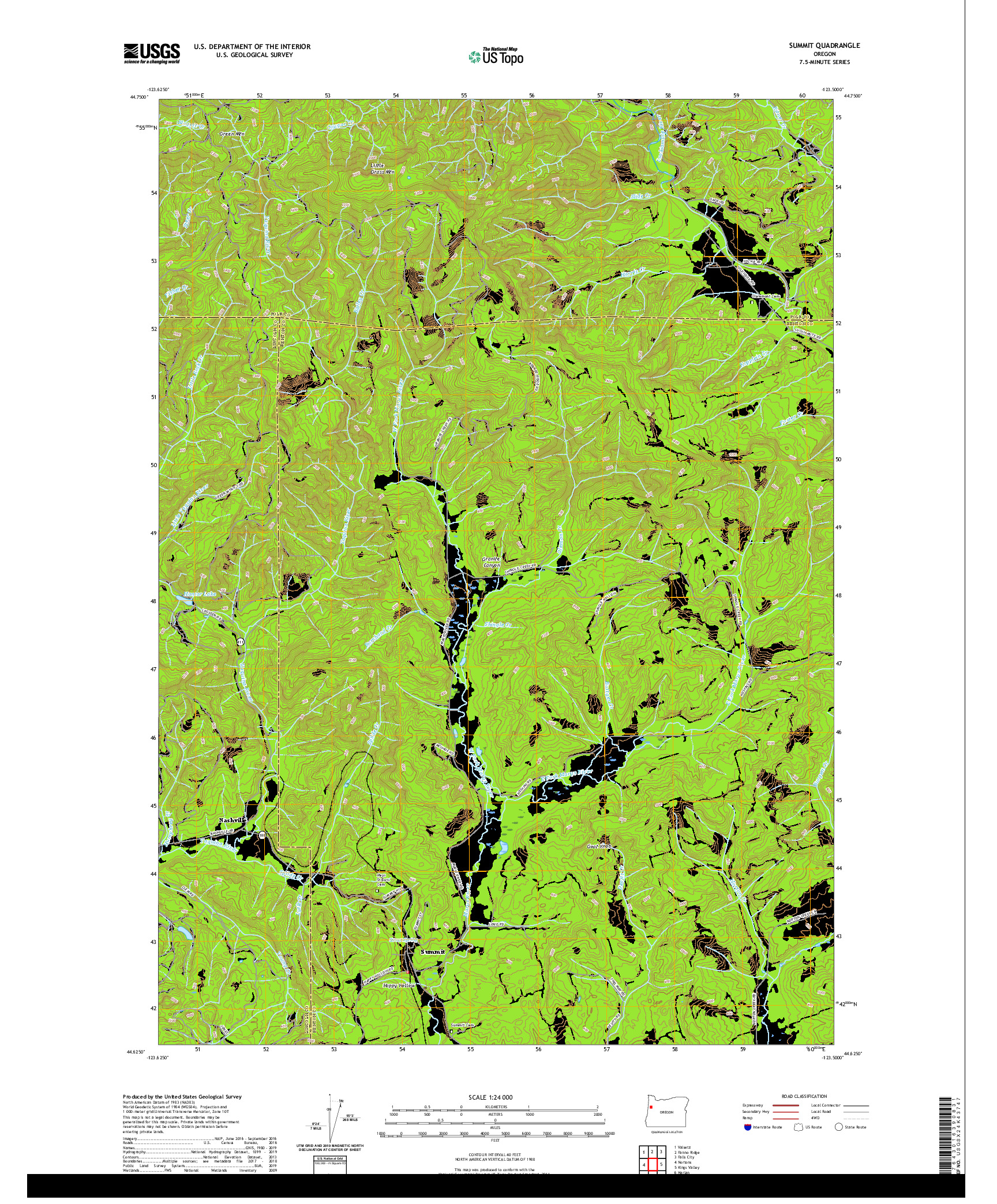 USGS US TOPO 7.5-MINUTE MAP FOR SUMMIT, OR 2020