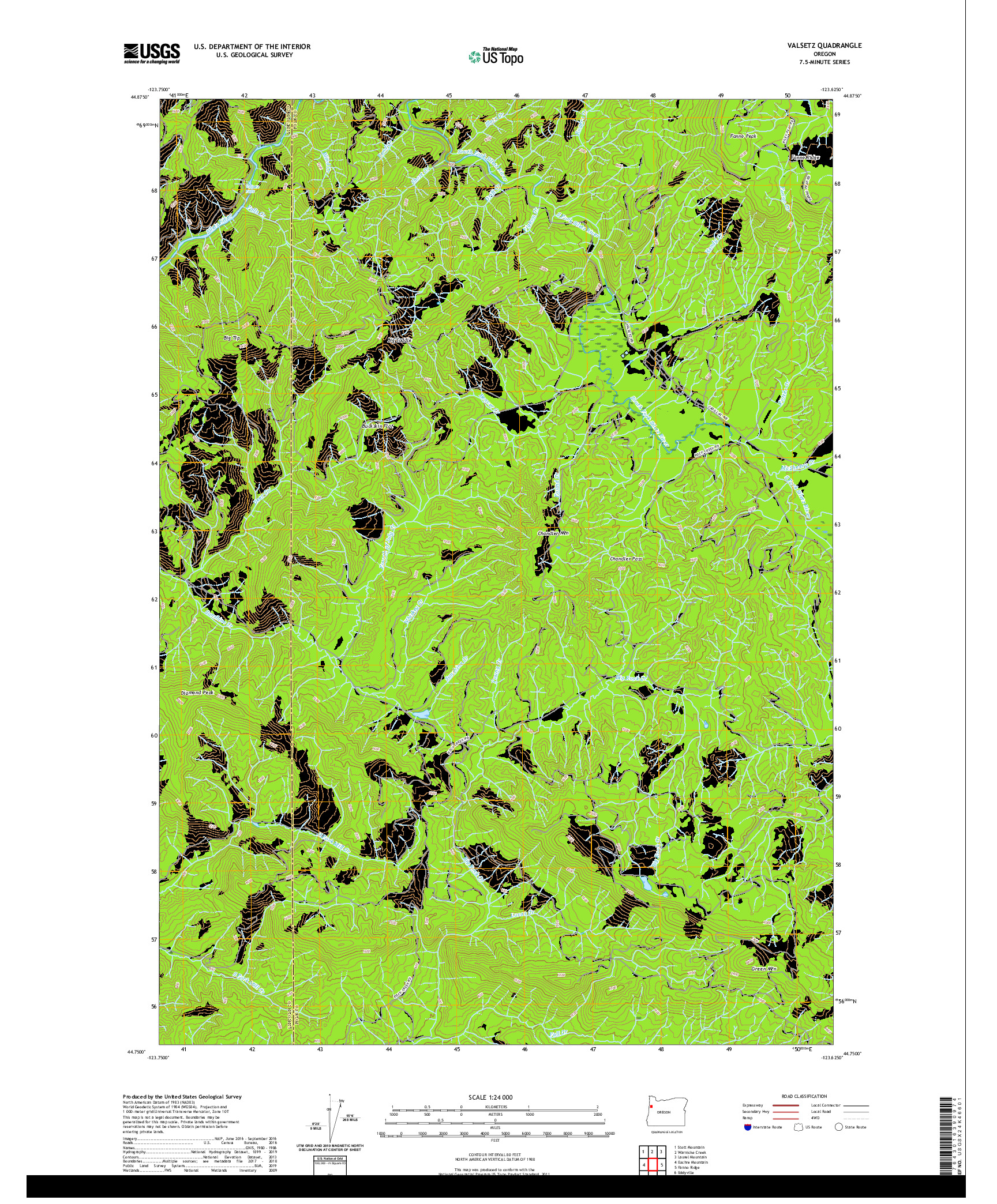 USGS US TOPO 7.5-MINUTE MAP FOR VALSETZ, OR 2020