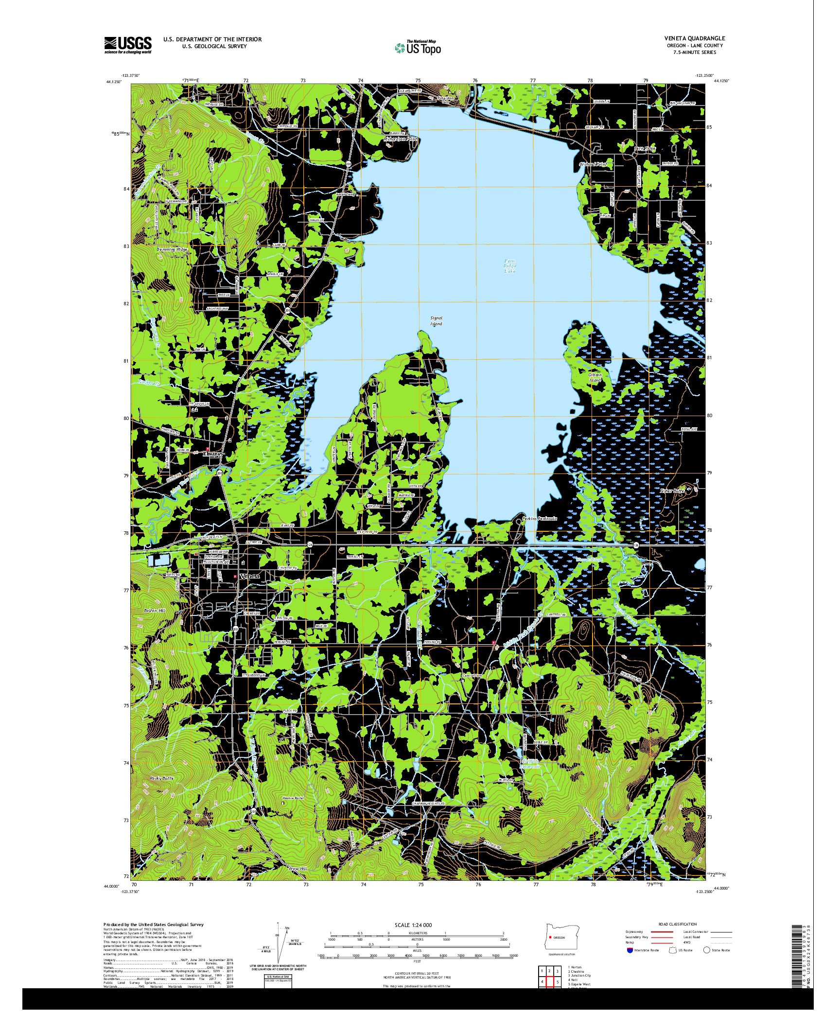 USGS US TOPO 7.5-MINUTE MAP FOR VENETA, OR 2020