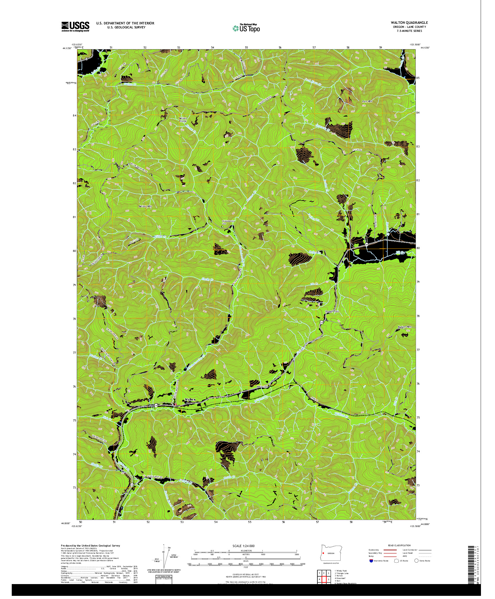 USGS US TOPO 7.5-MINUTE MAP FOR WALTON, OR 2020