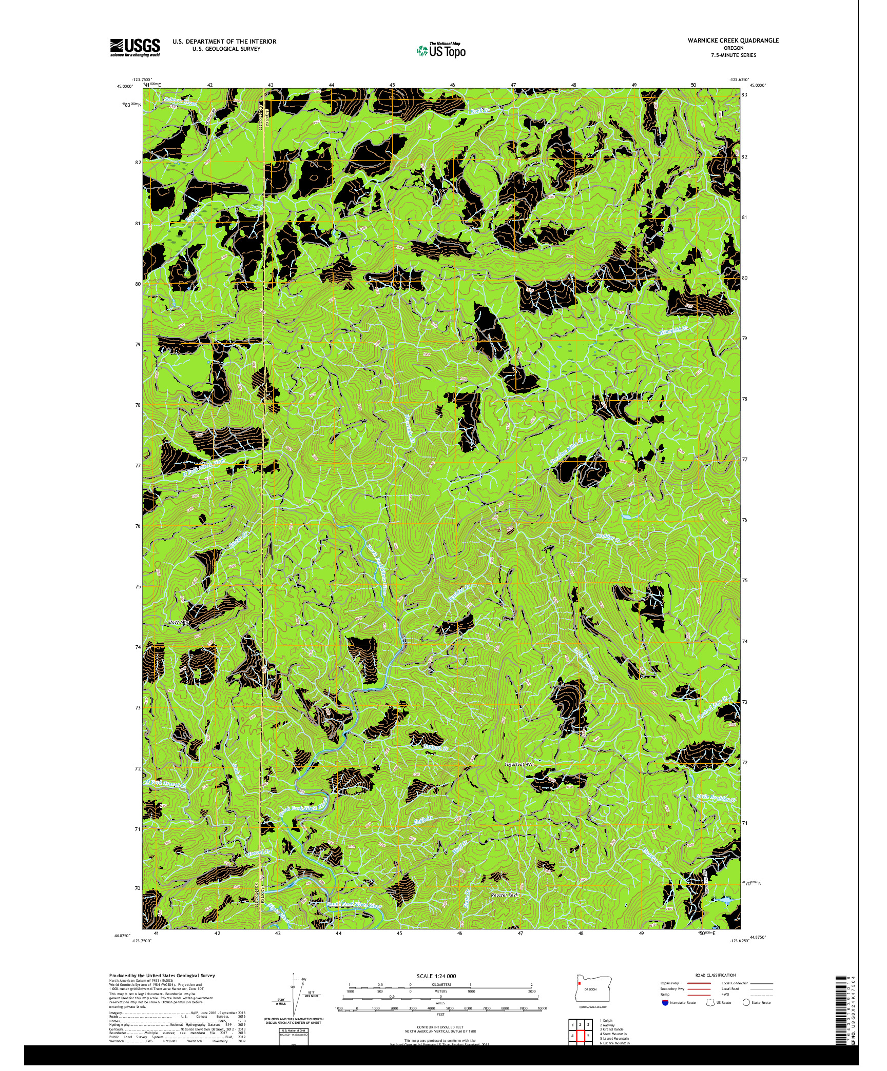 USGS US TOPO 7.5-MINUTE MAP FOR WARNICKE CREEK, OR 2020