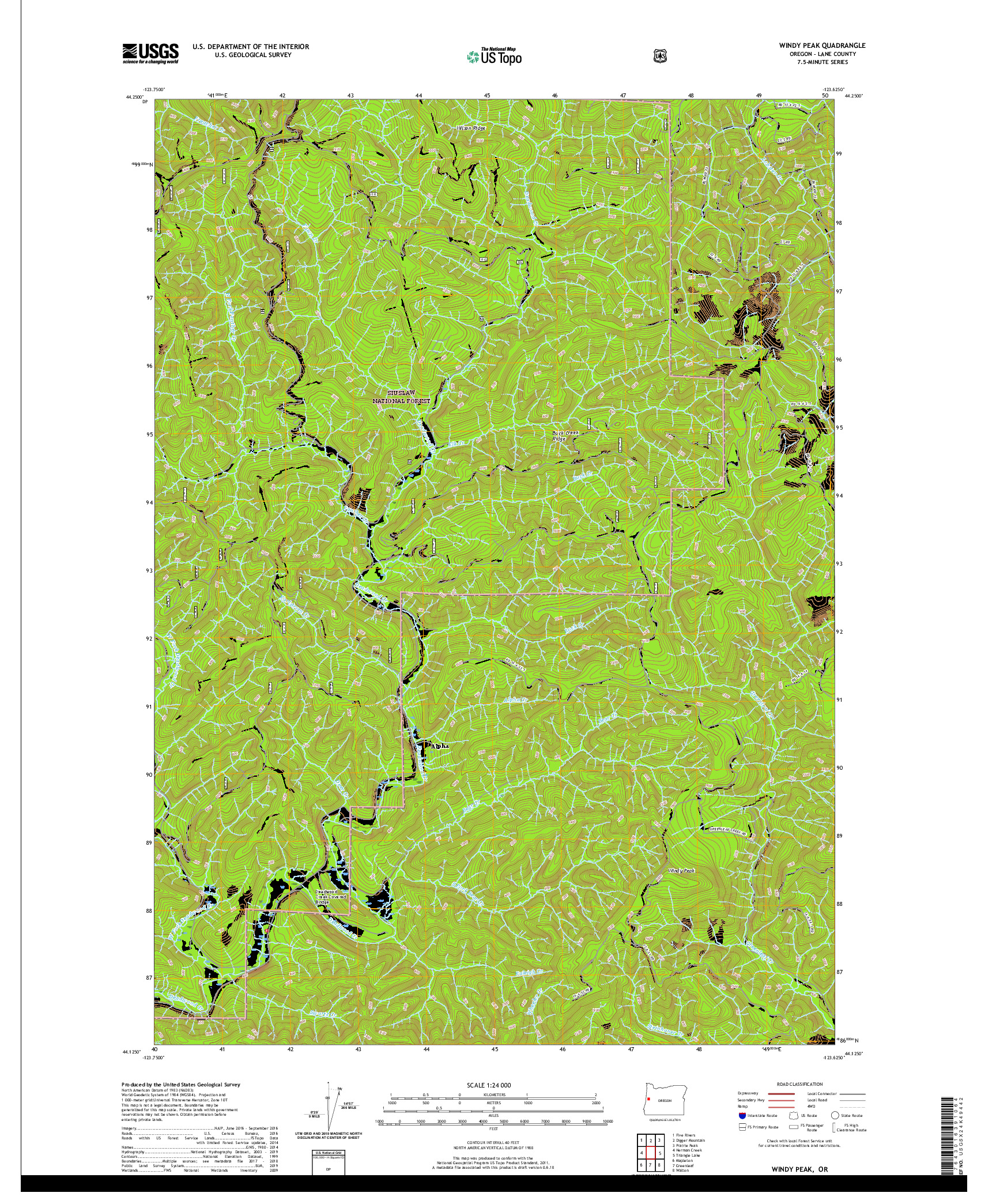 USGS US TOPO 7.5-MINUTE MAP FOR WINDY PEAK, OR 2020