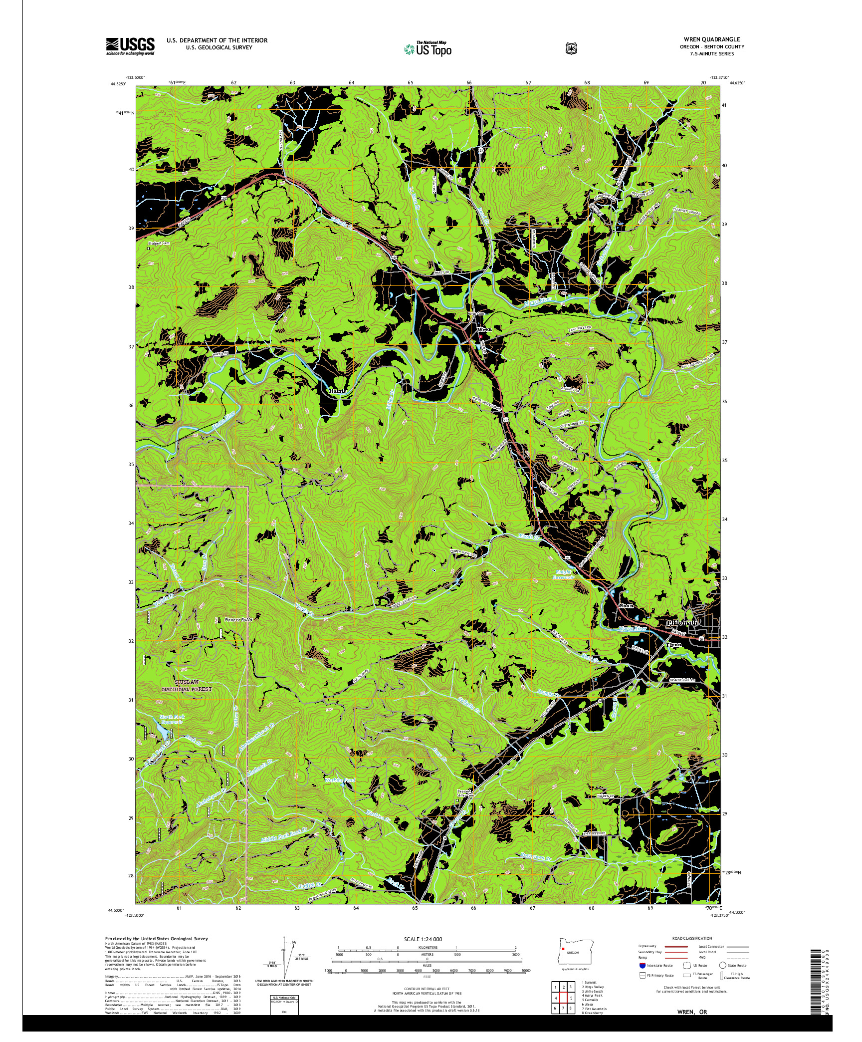 USGS US TOPO 7.5-MINUTE MAP FOR WREN, OR 2020