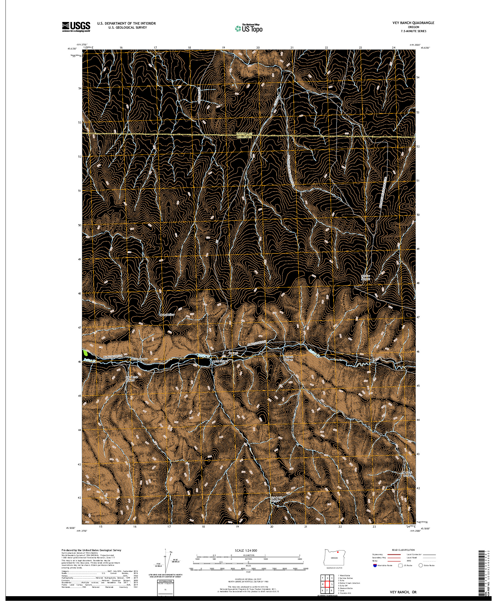 USGS US TOPO 7.5-MINUTE MAP FOR VEY RANCH, OR 2020