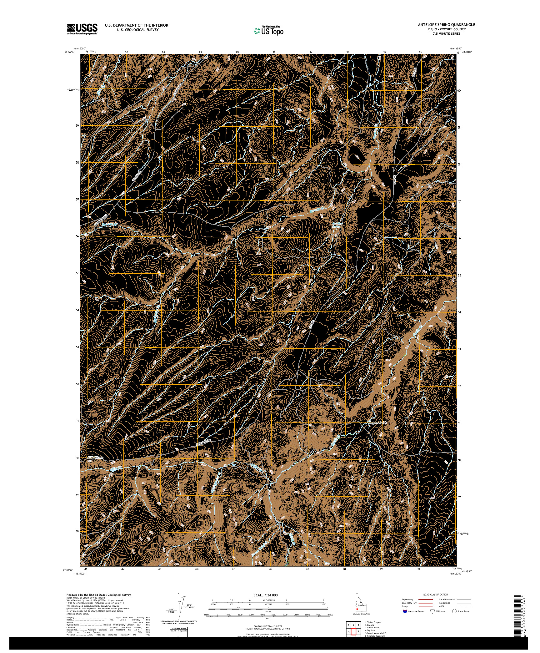 USGS US TOPO 7.5-MINUTE MAP FOR ANTELOPE SPRING, ID 2020