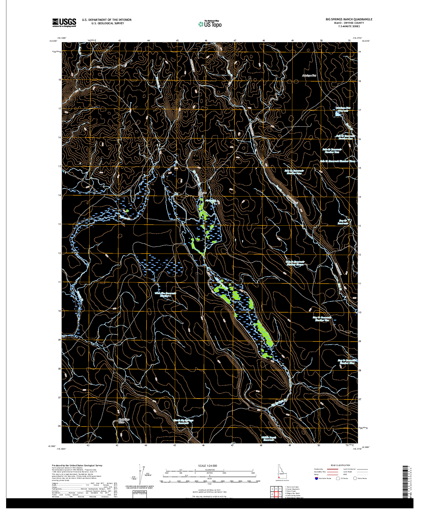 USGS US TOPO 7.5-MINUTE MAP FOR BIG SPRINGS RANCH, ID 2020