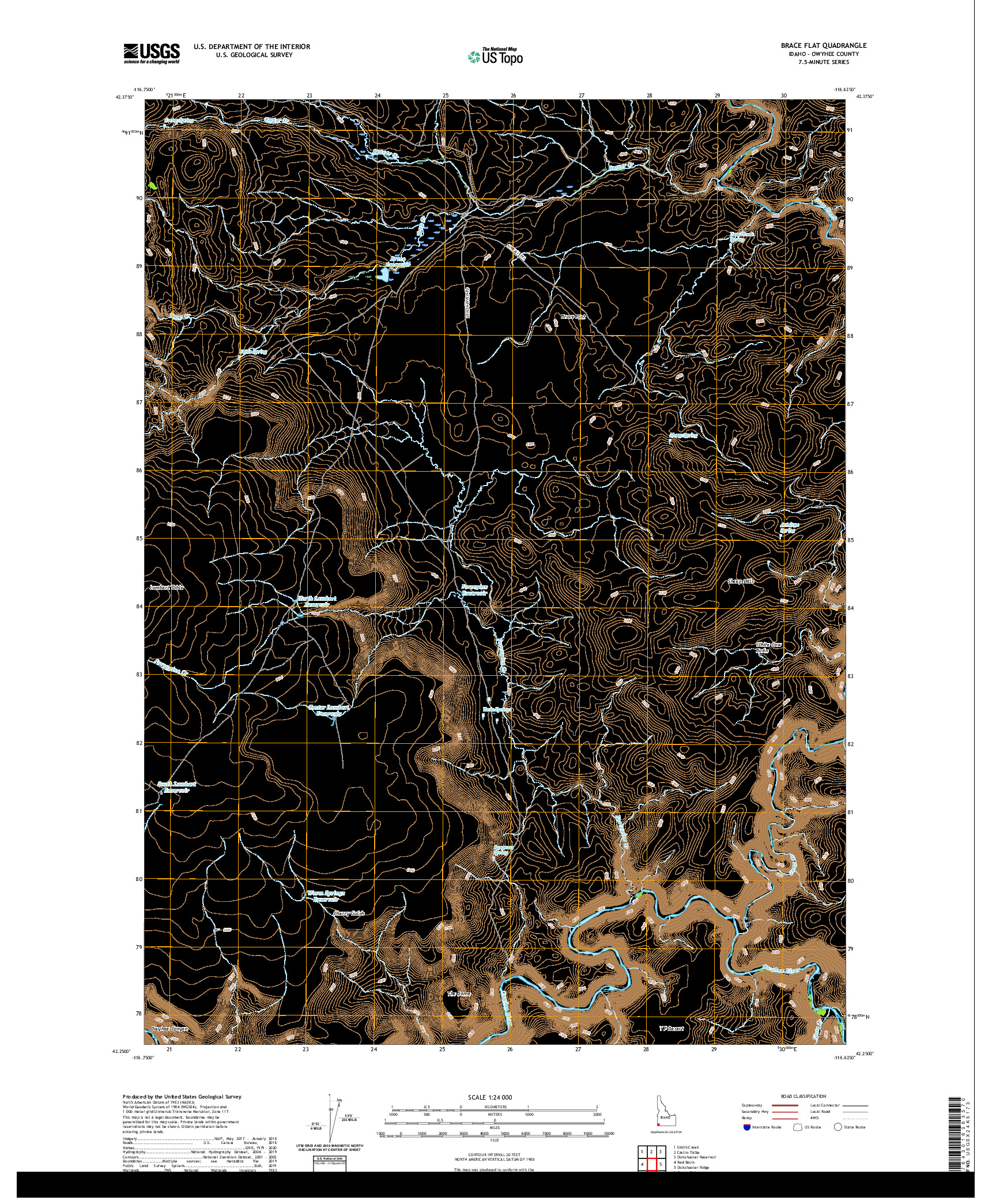 USGS US TOPO 7.5-MINUTE MAP FOR BRACE FLAT, ID 2020