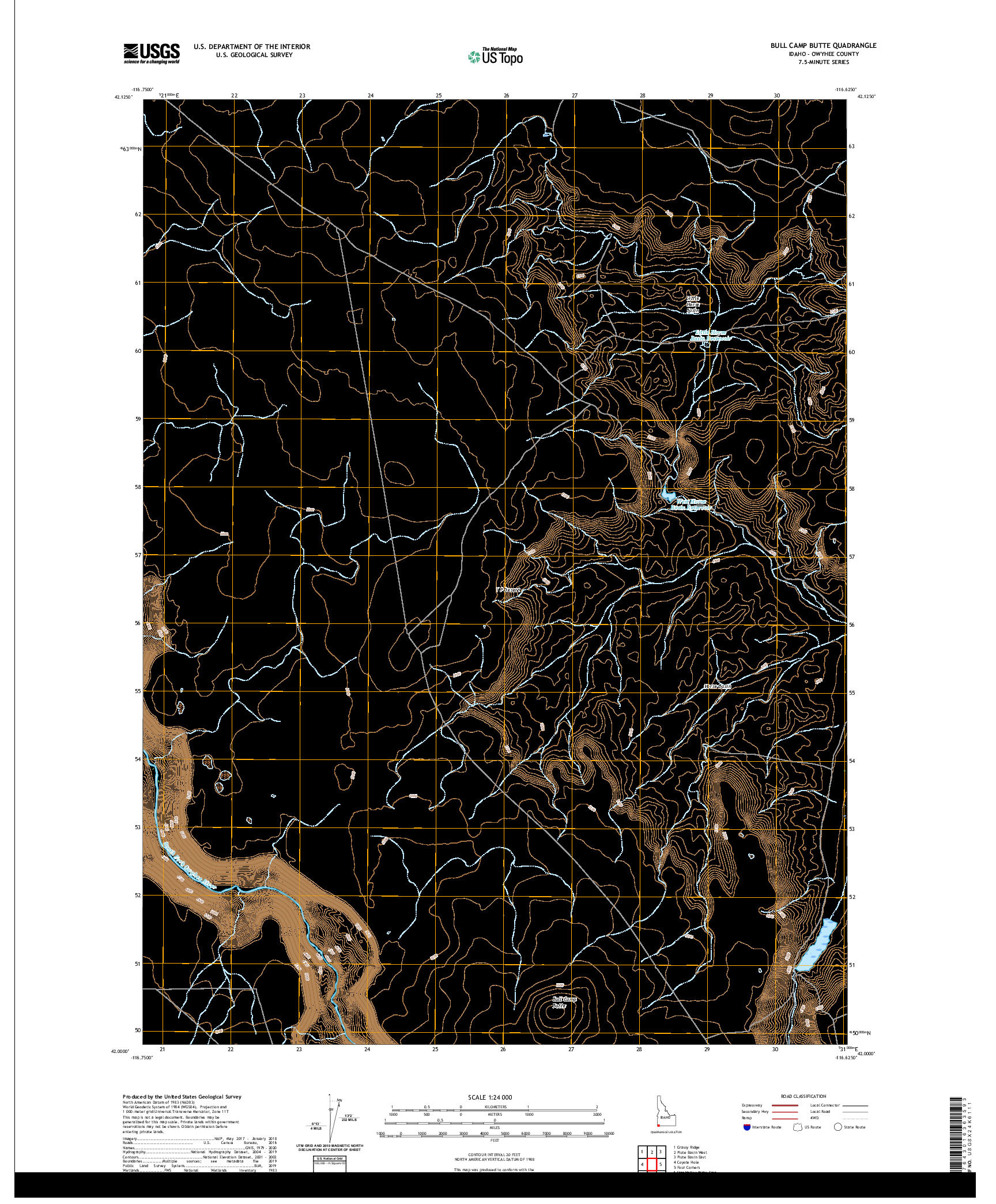 USGS US TOPO 7.5-MINUTE MAP FOR BULL CAMP BUTTE, ID 2020