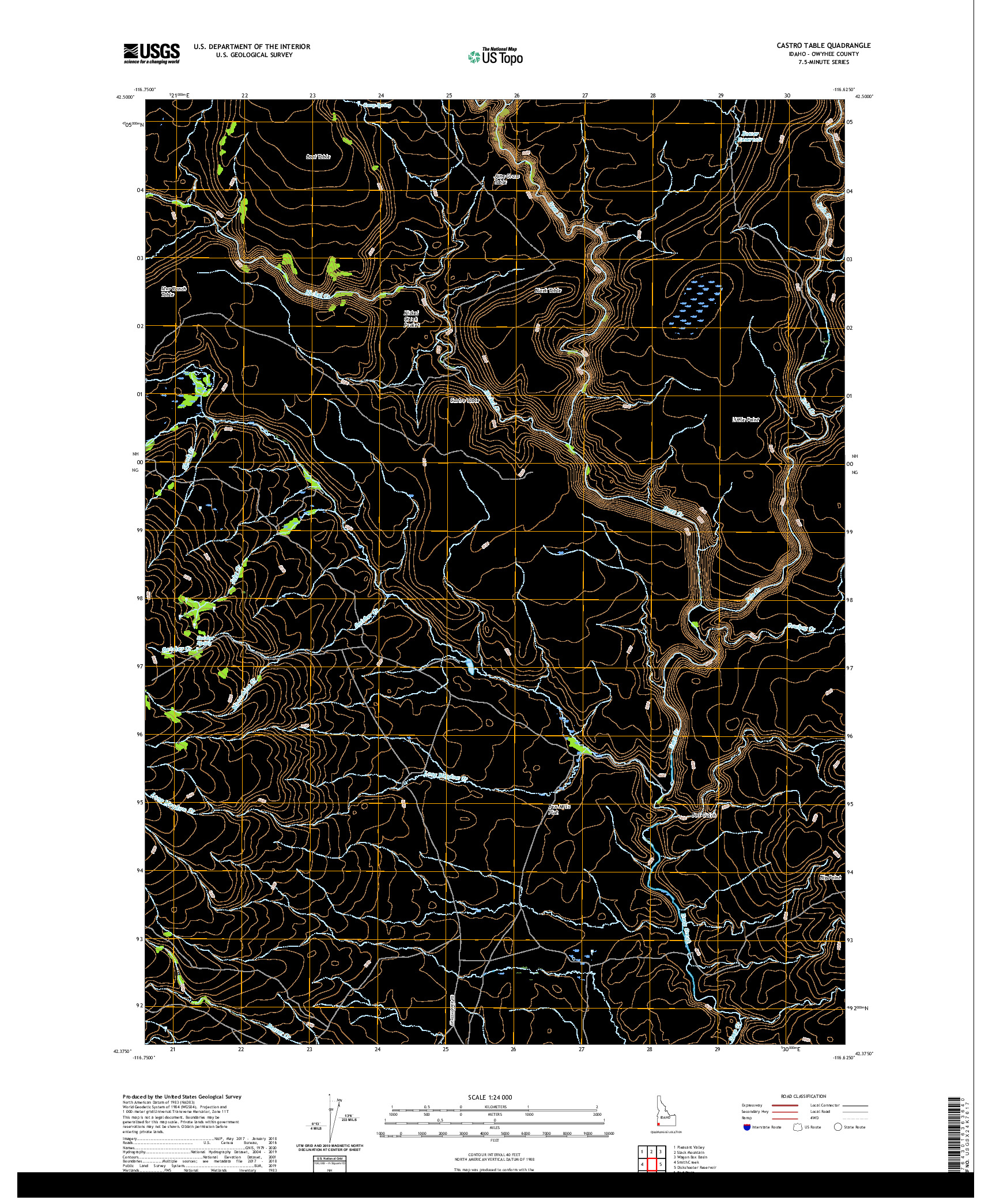 USGS US TOPO 7.5-MINUTE MAP FOR CASTRO TABLE, ID 2020