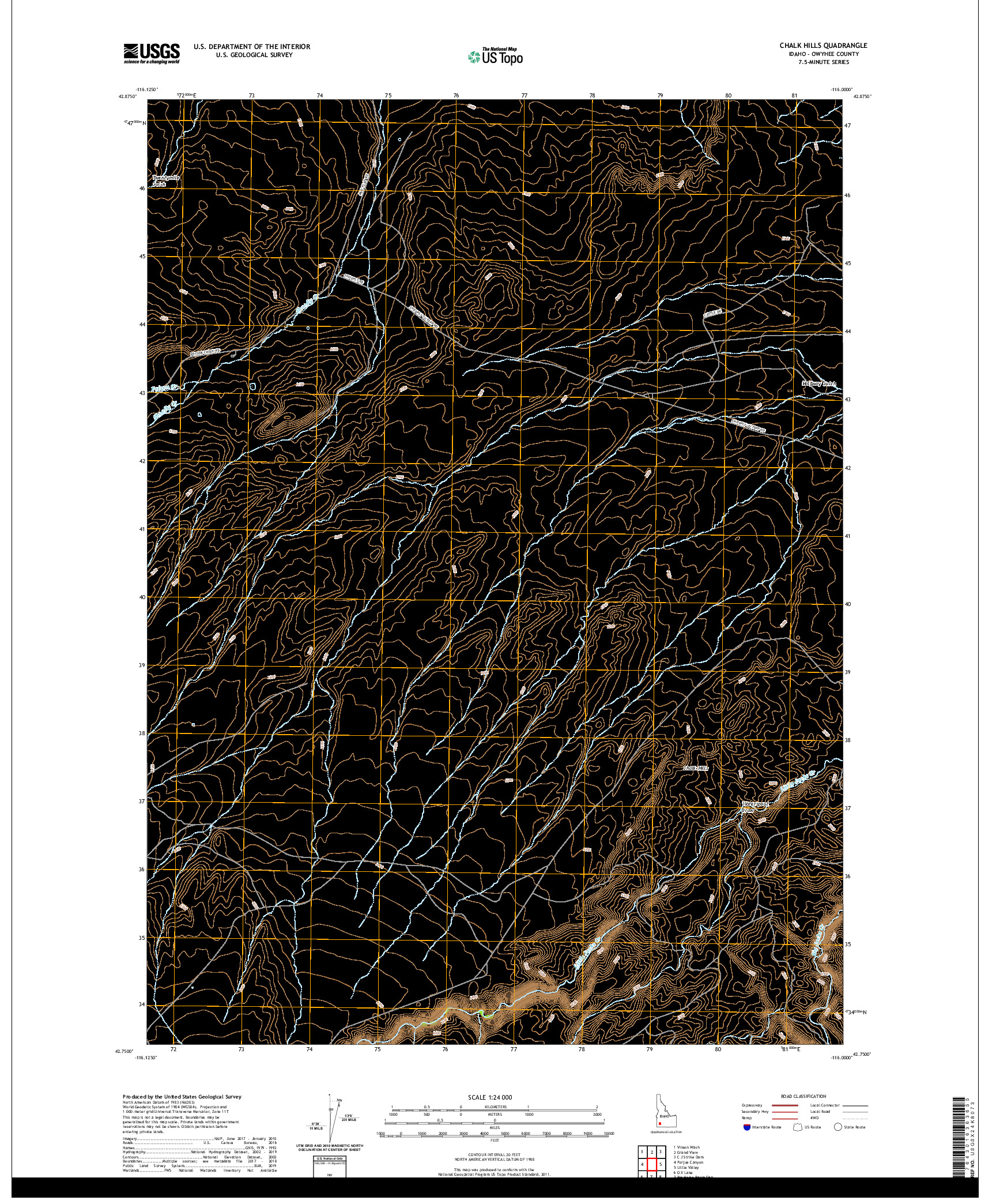 USGS US TOPO 7.5-MINUTE MAP FOR CHALK HILLS, ID 2020