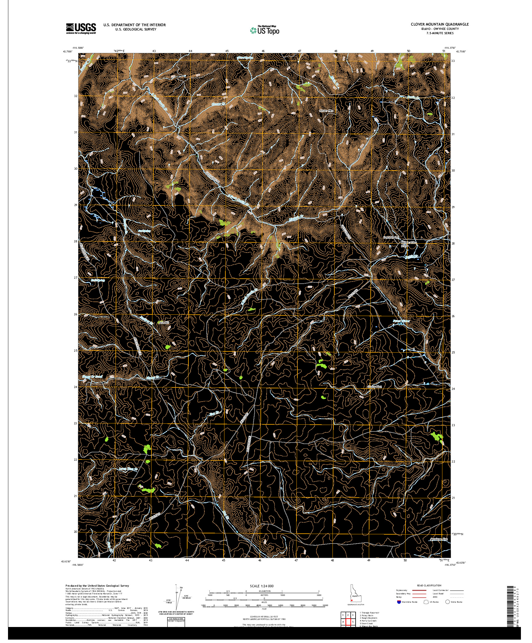 USGS US TOPO 7.5-MINUTE MAP FOR CLOVER MOUNTAIN, ID 2020