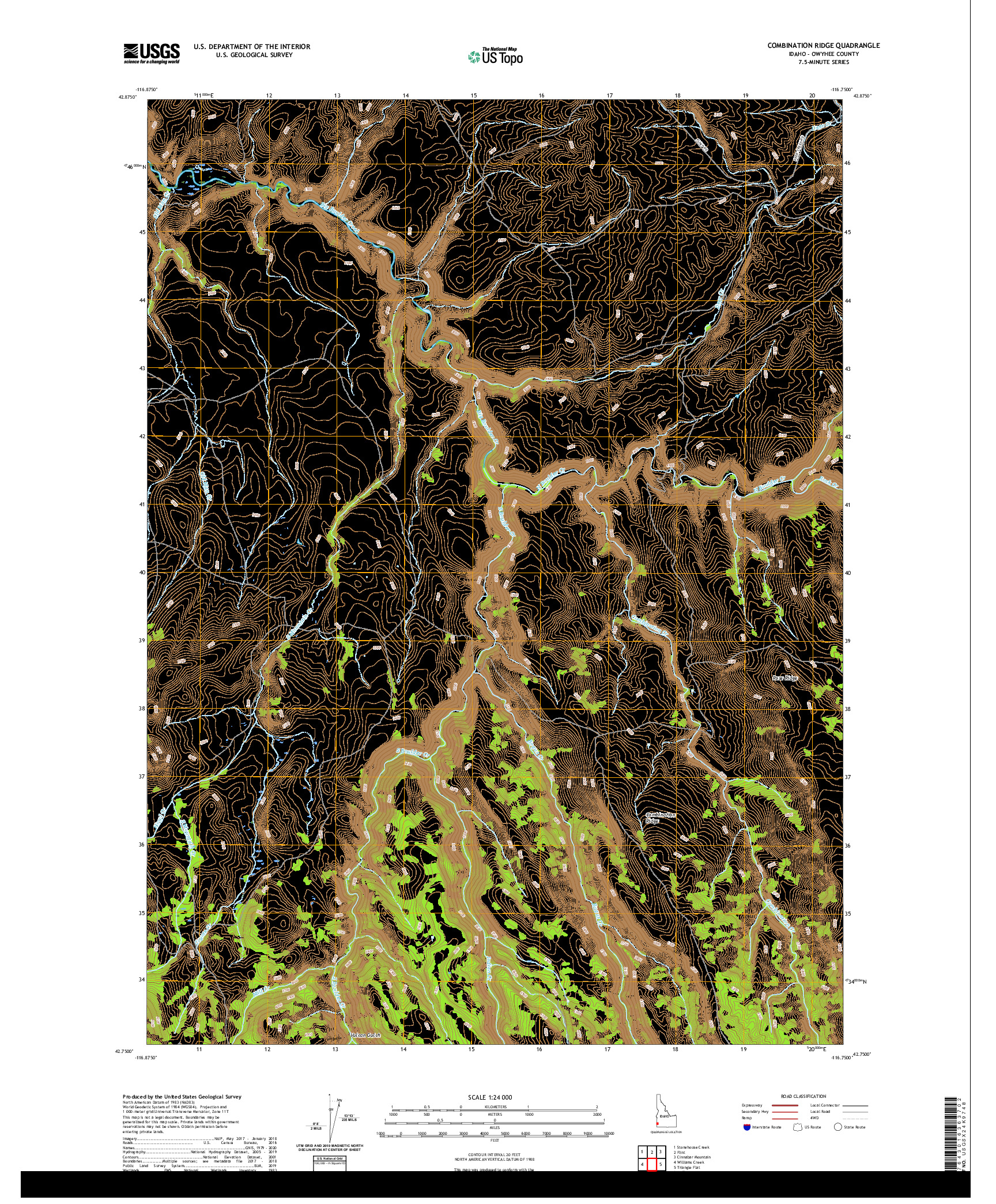 USGS US TOPO 7.5-MINUTE MAP FOR COMBINATION RIDGE, ID 2020